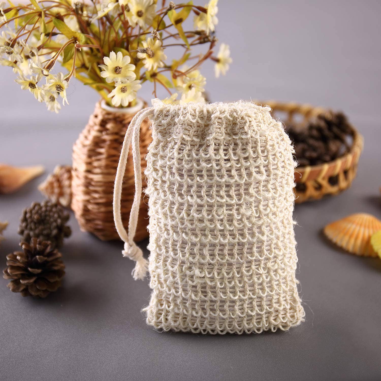 Natural sisal soap saver bag