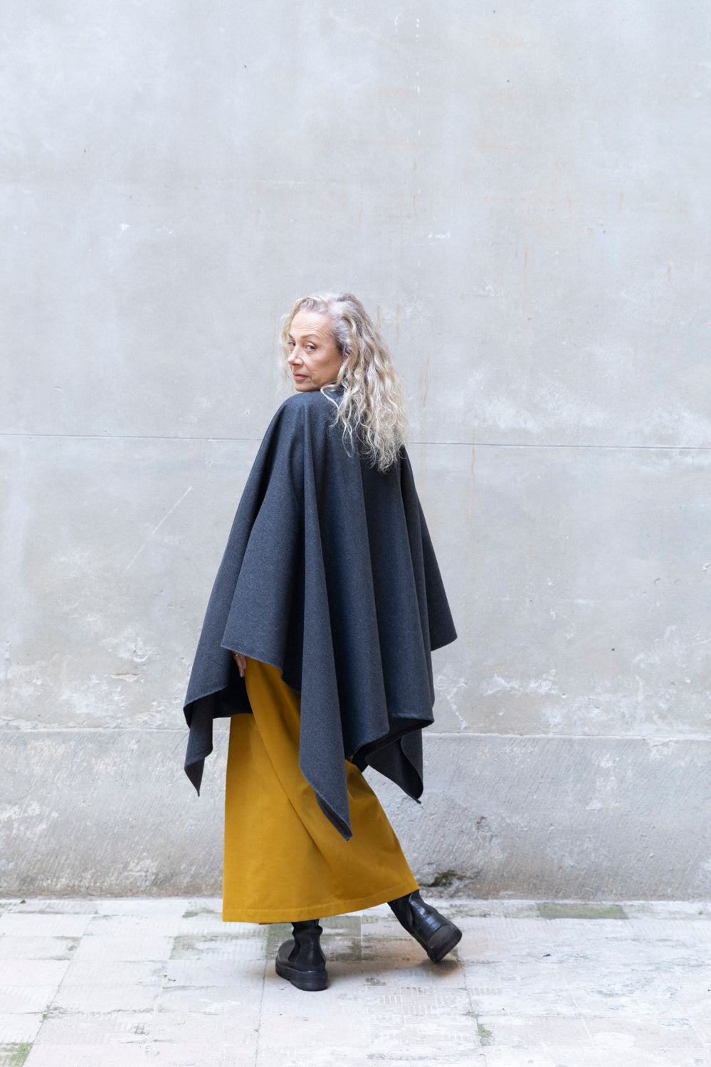 Recycled Wool Midi Cape-5