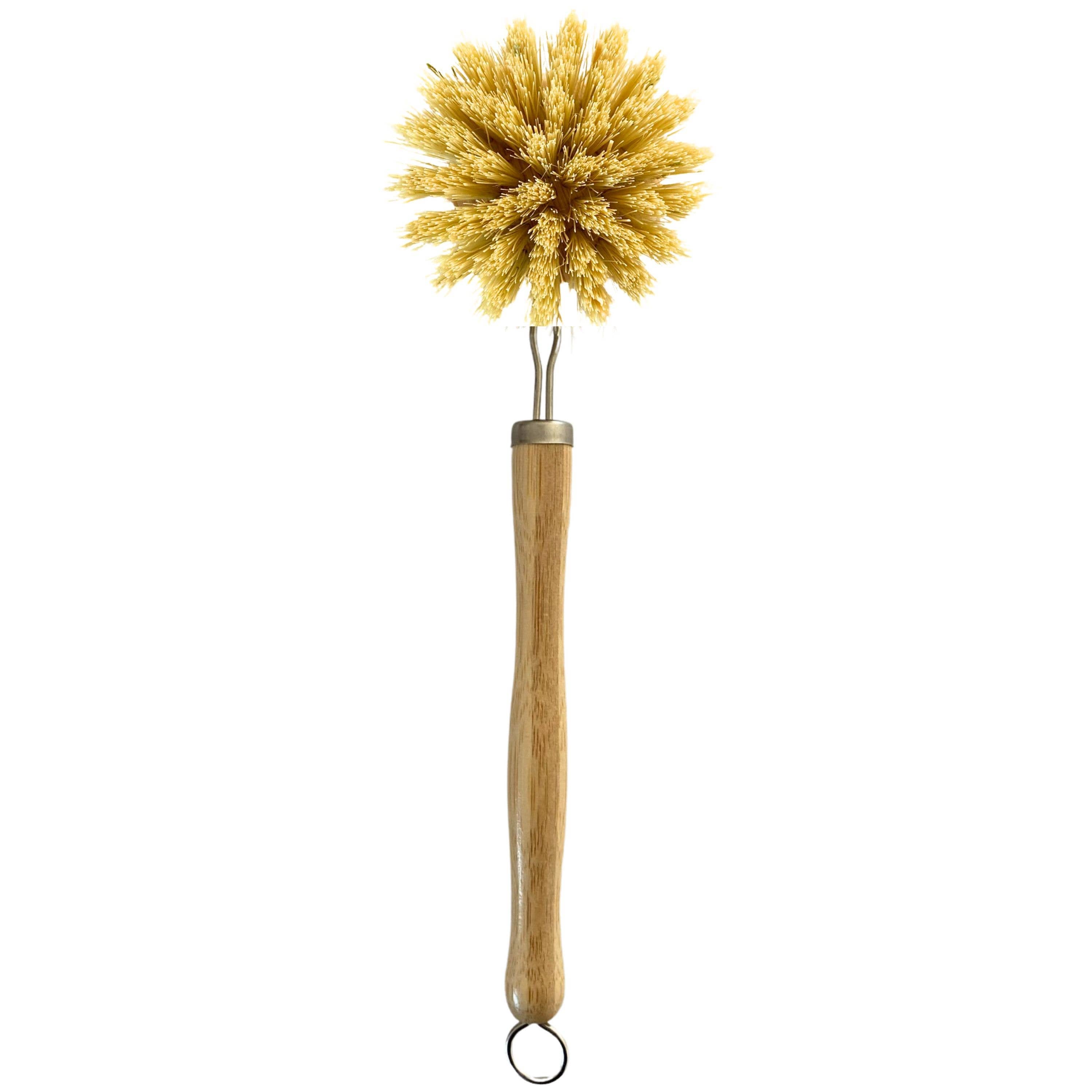 Reusable bamboo dish brush with replaceable head