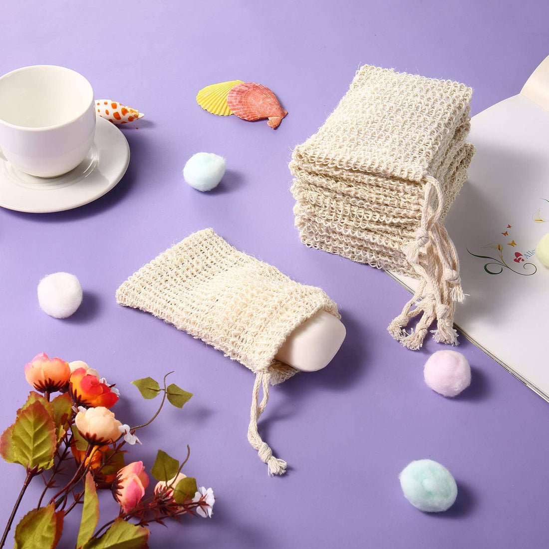 Natural sisal soap saver bag
