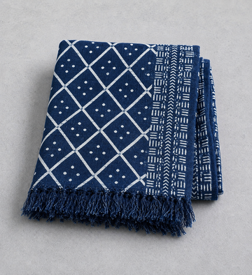 Handmade Indigo Throw - Midnight Heerak