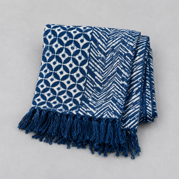 Handmade Indigo Throw - Namoona Waves