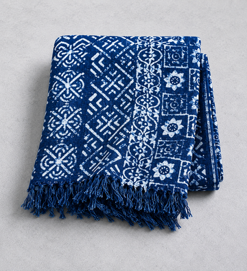 Handmade Indigo Throw - Desi Stripes