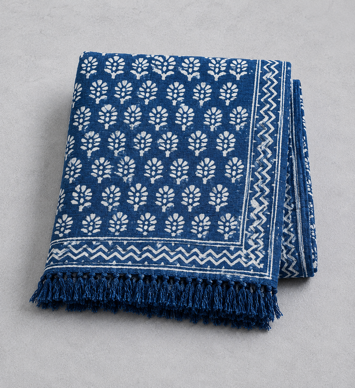 Handmade Indigo Throw - Chhota Flower