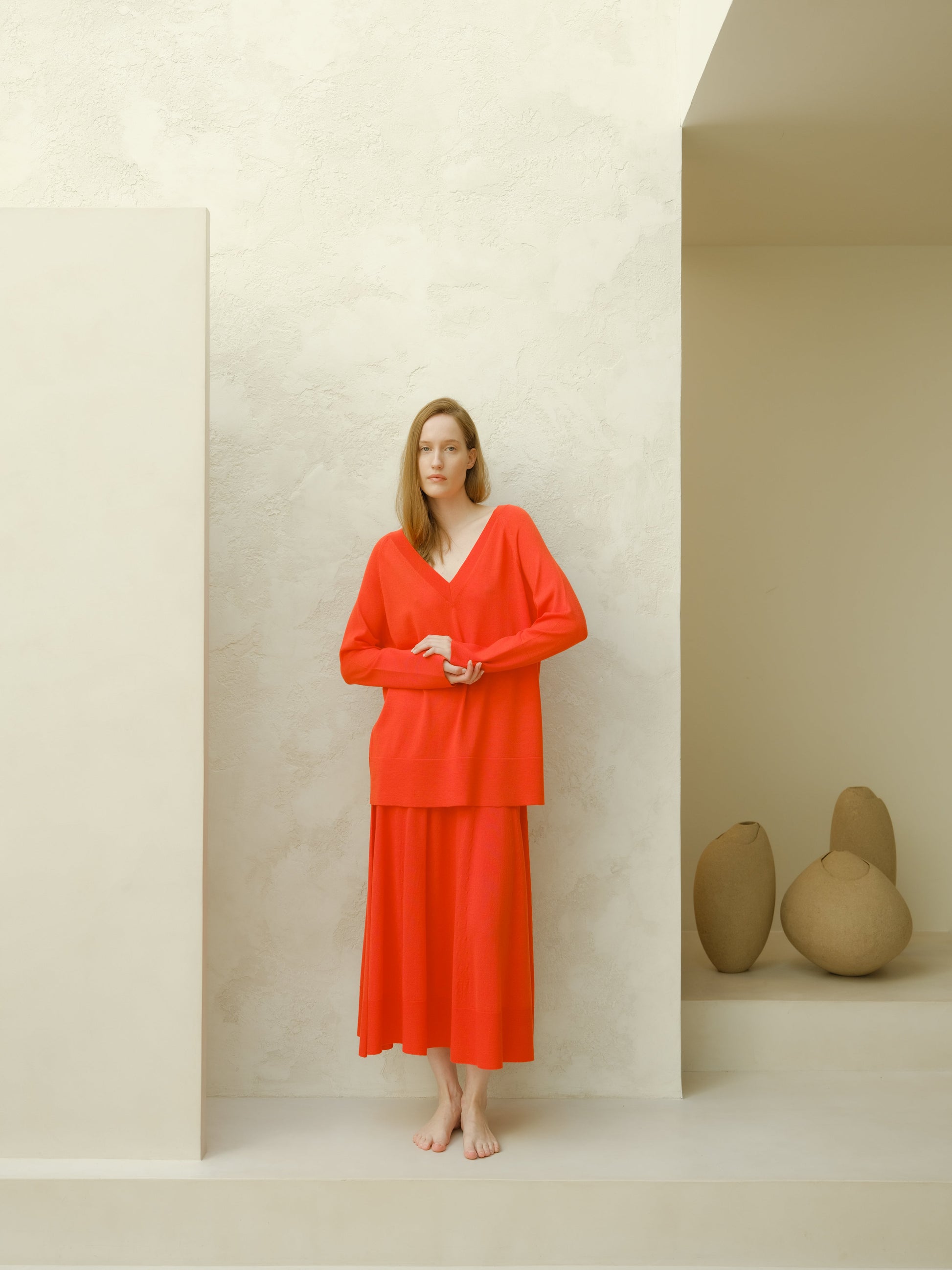 Extra Fine Merino V Neck Maxi Sweater-2