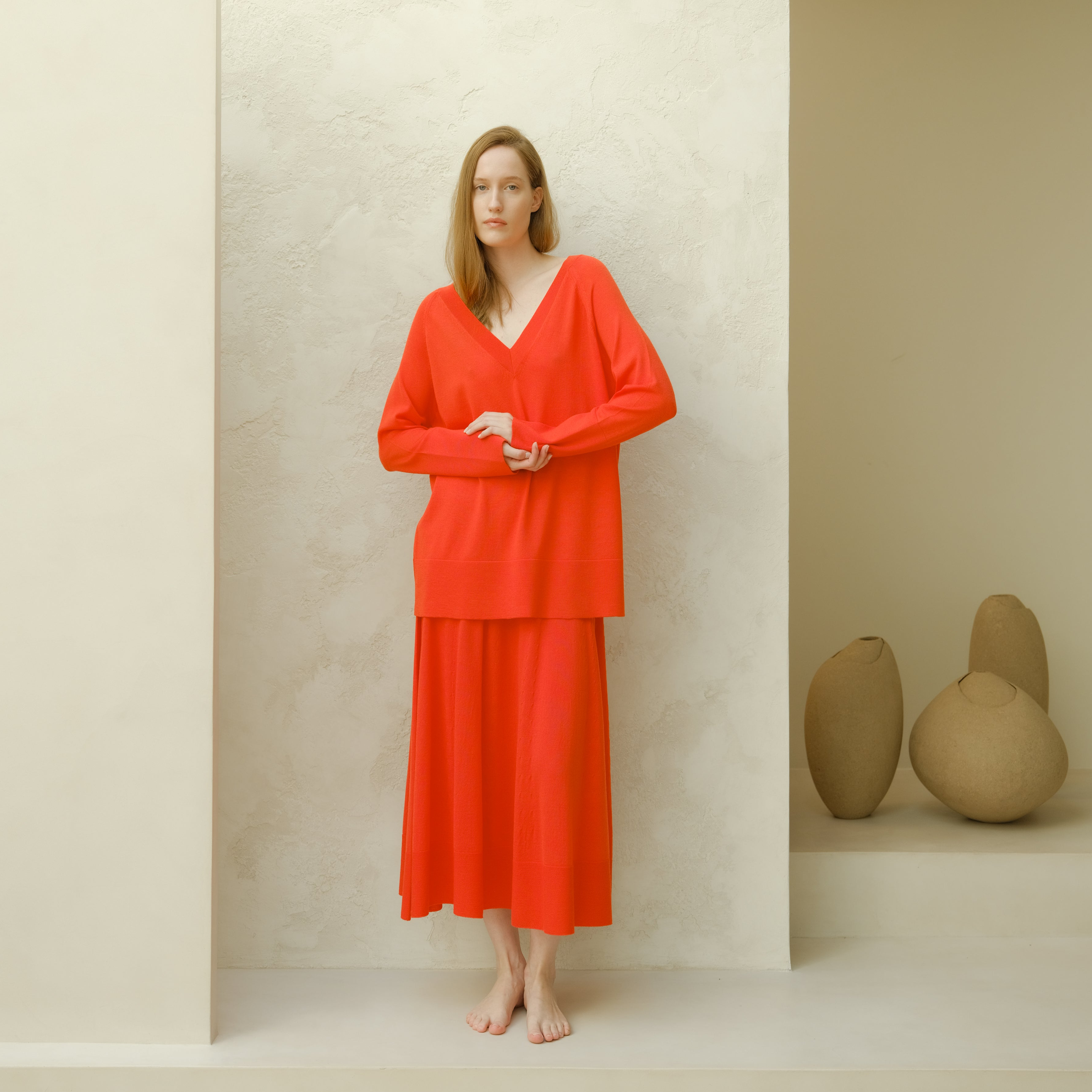 Extra Fine Merino V Neck Maxi Sweater