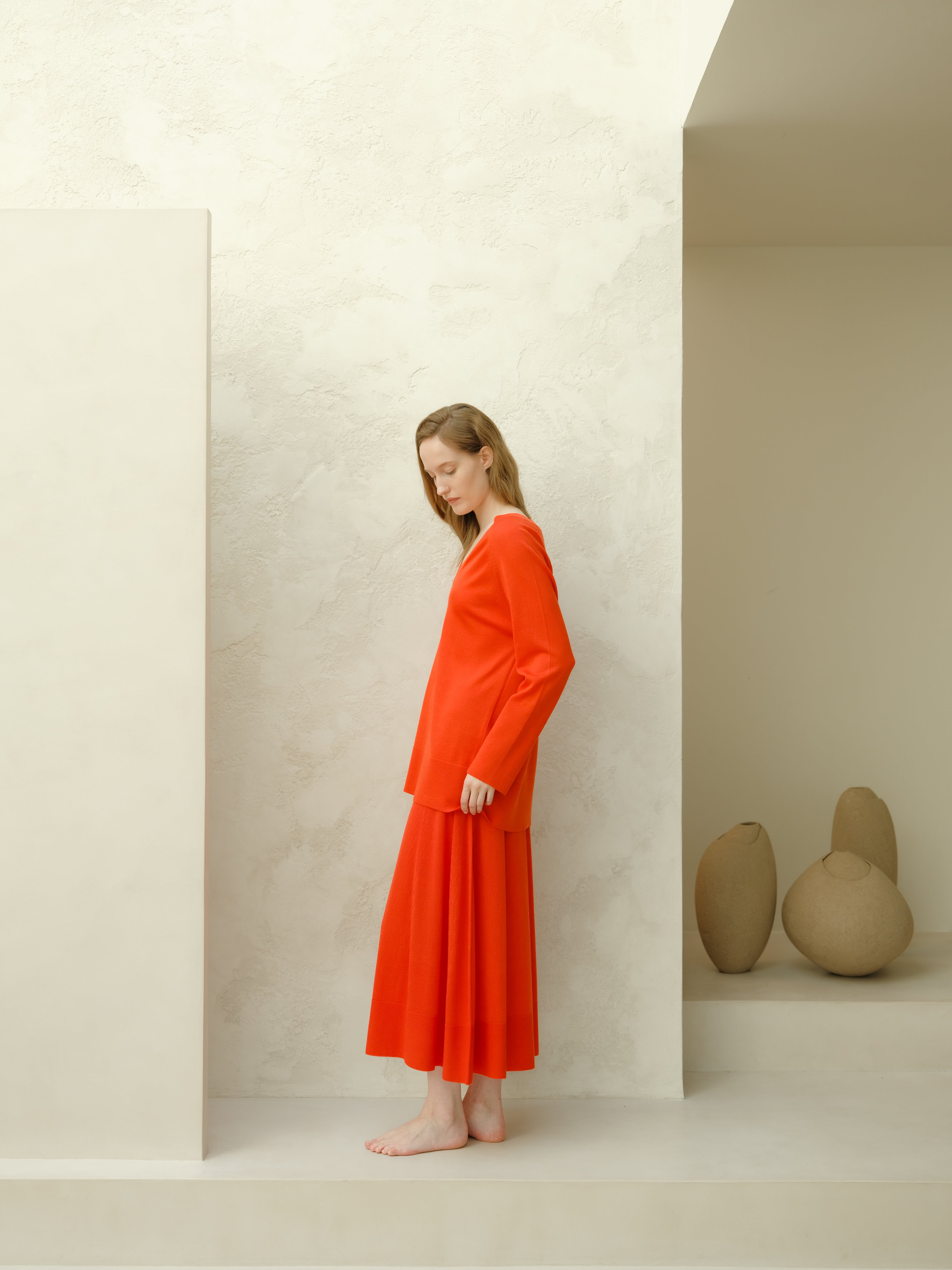 Extra Fine Merino V Neck Maxi Sweater-3