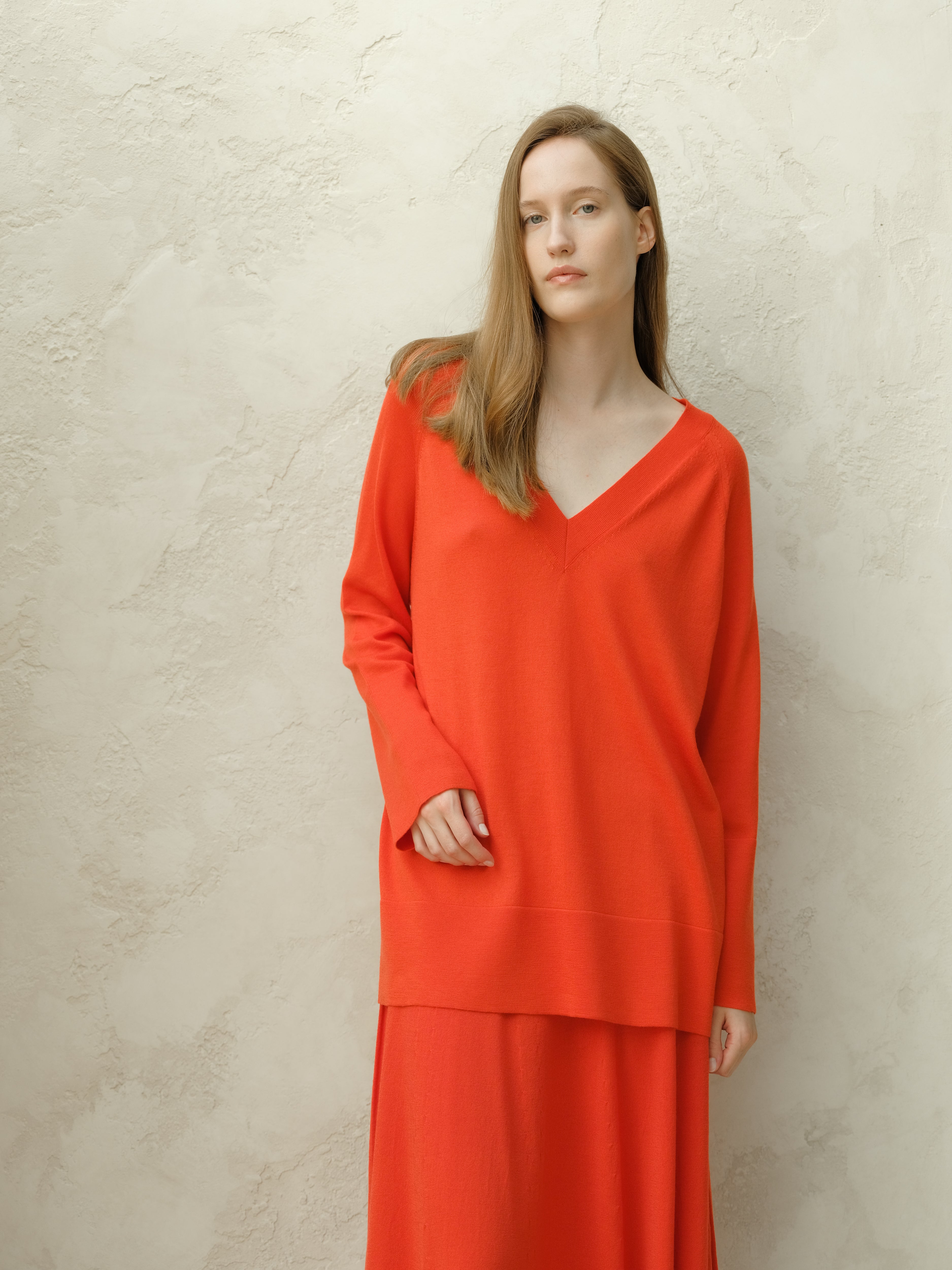 Extra Fine Merino V Neck Maxi Sweater-0
