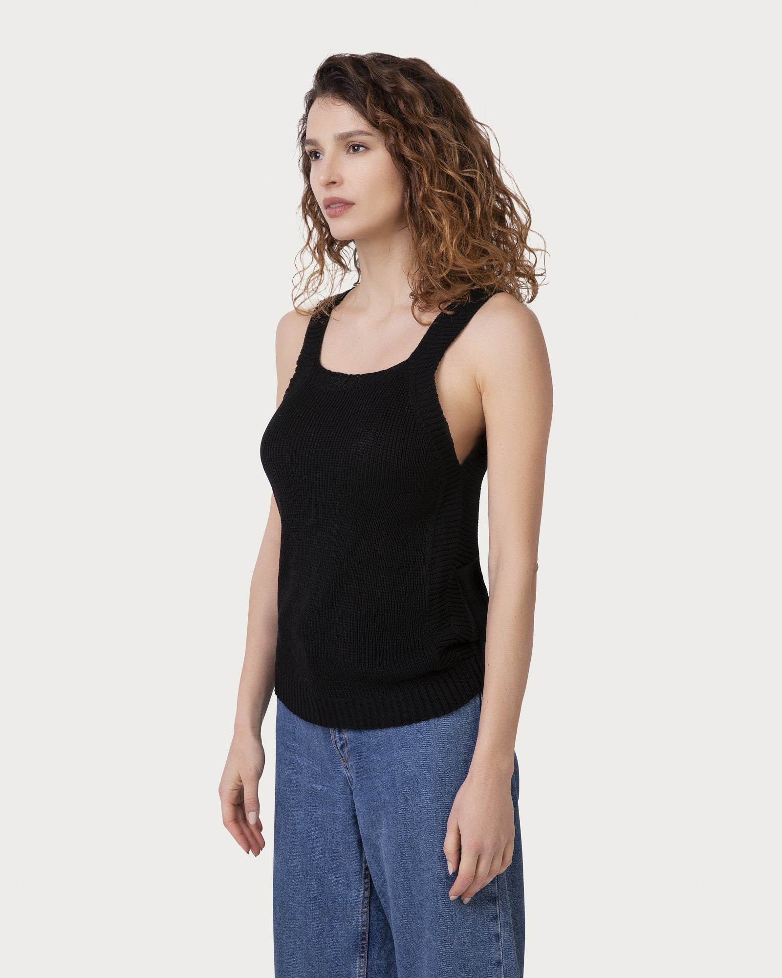 Black organic cotton top vegan sustainable