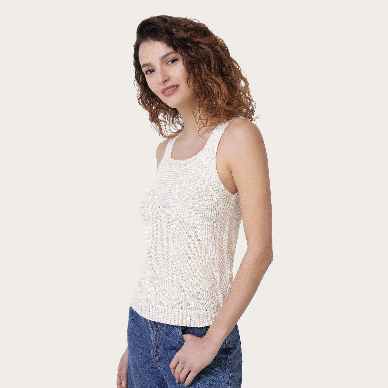 Sustainable Beige Organic Cotton Top