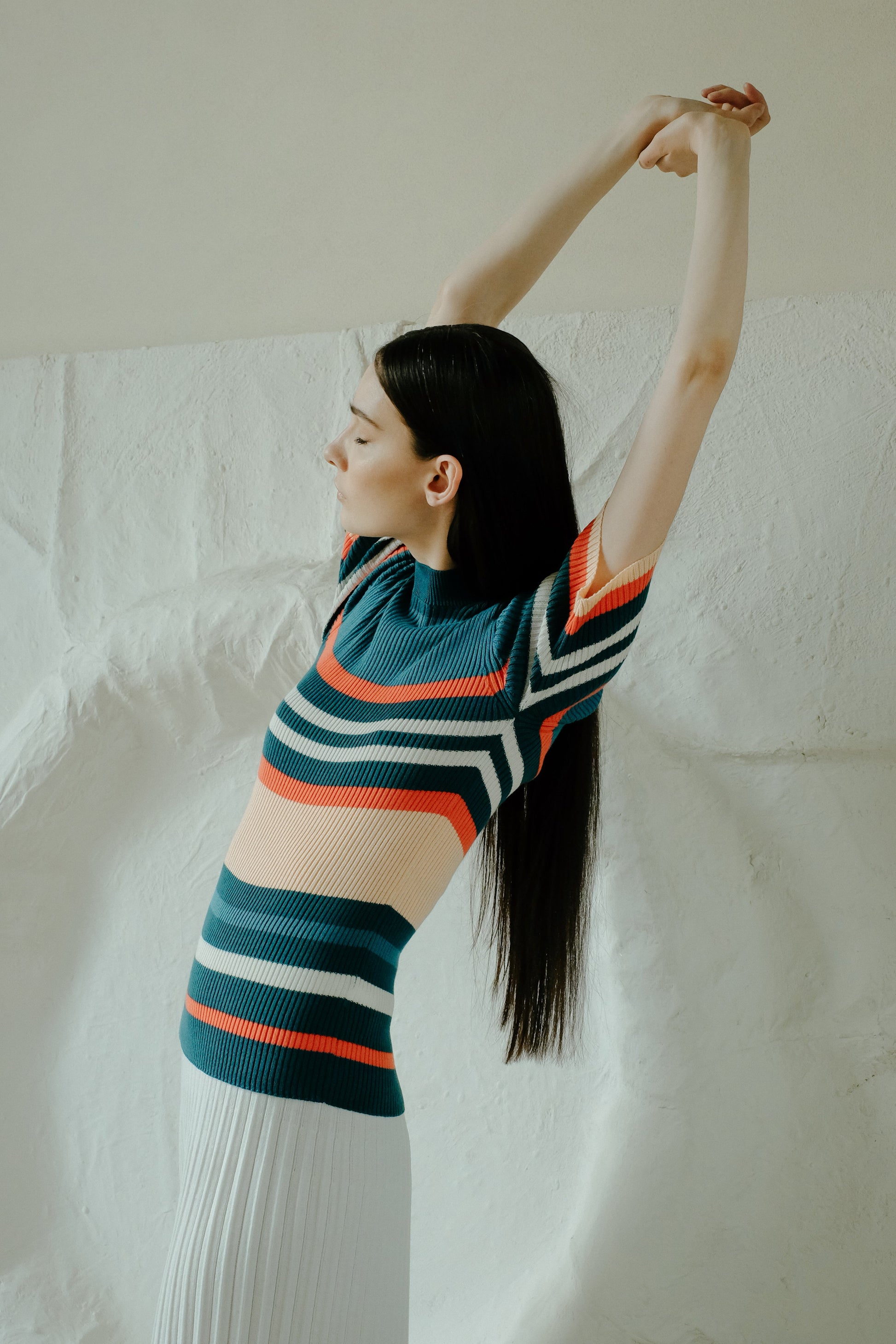 Pima Cotton Stripes Ribbed T-Shirt-2
