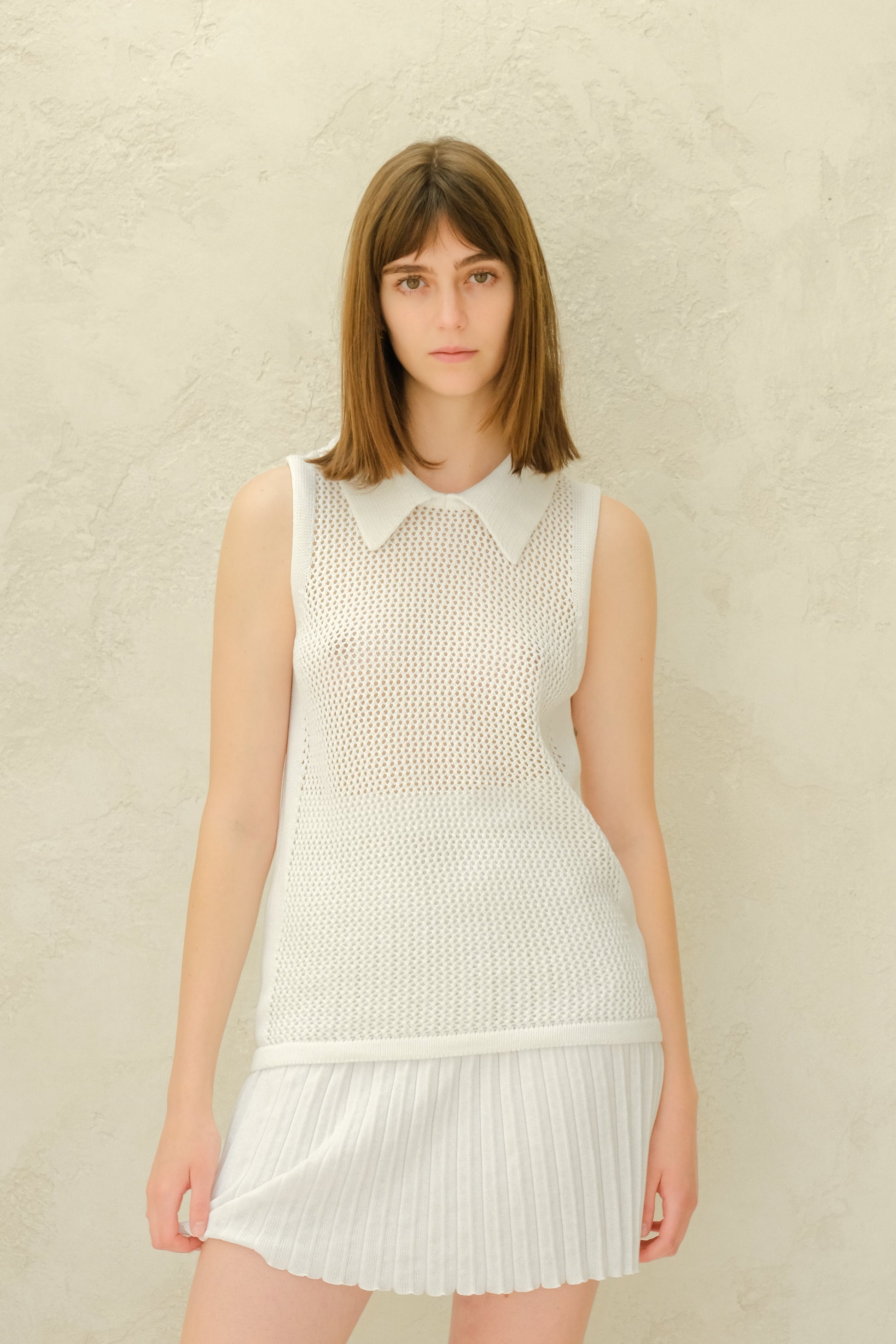 Fine Cotton Crochet Tank Polo-7