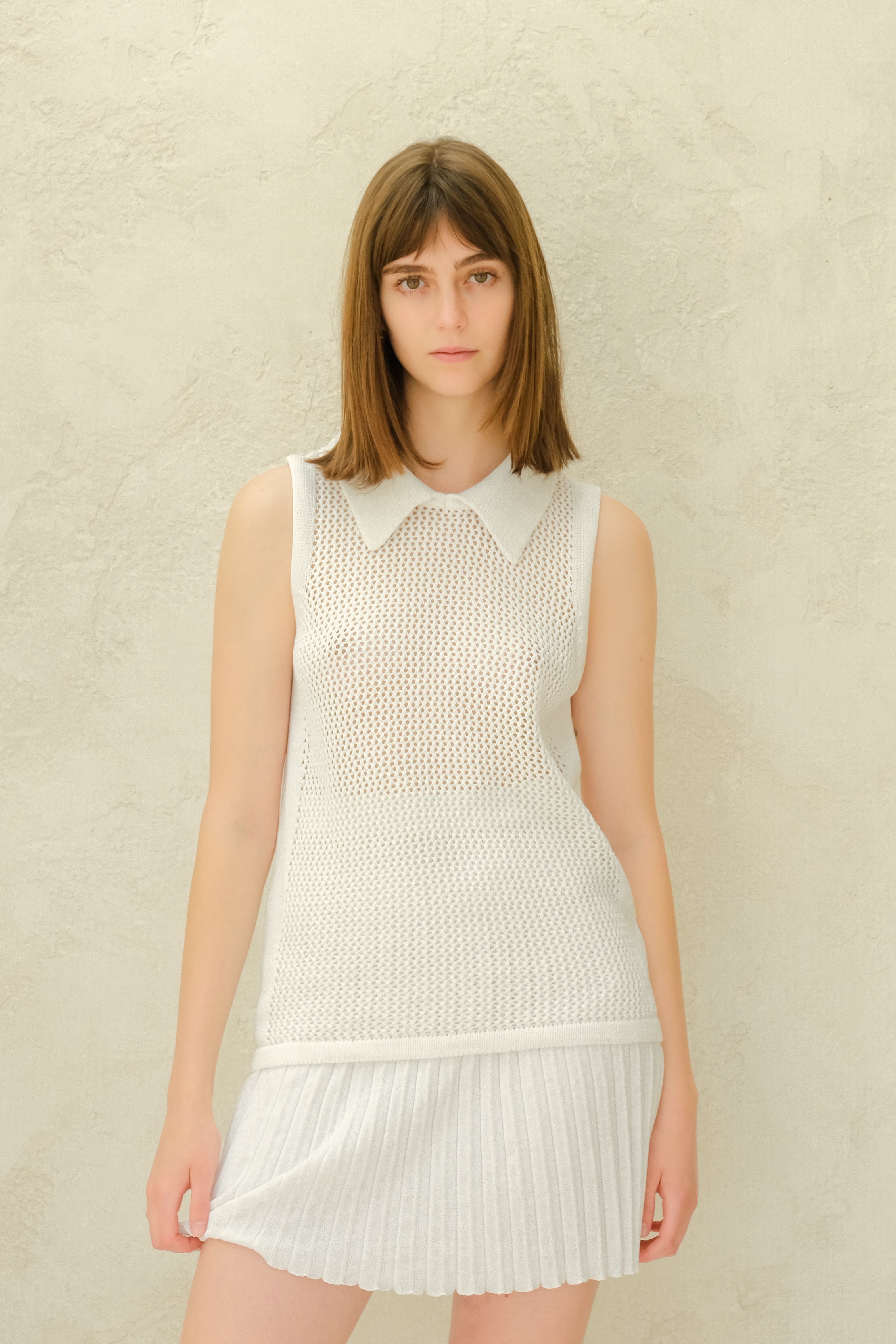 Fine Cotton Crochet Tank Polo-7