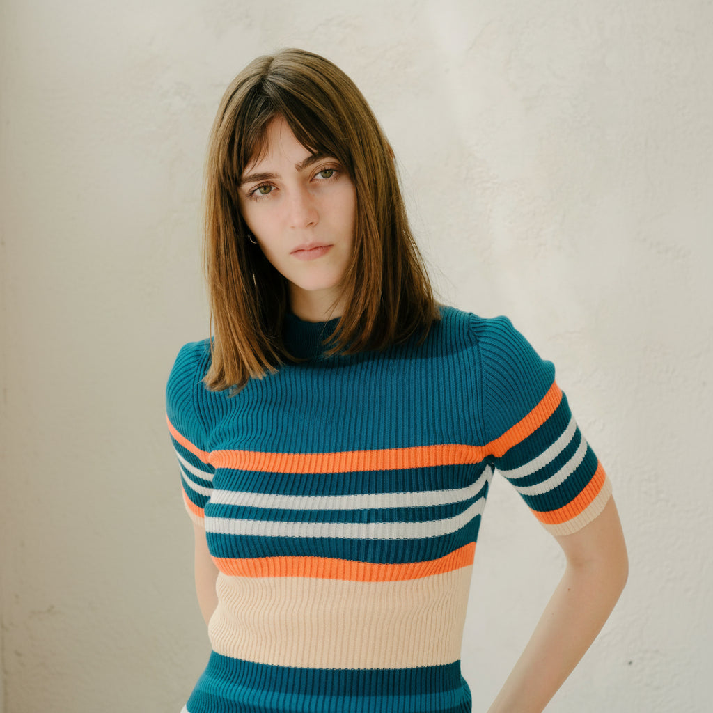 Pima Cotton Stripes Ribbed T-Shirt-3