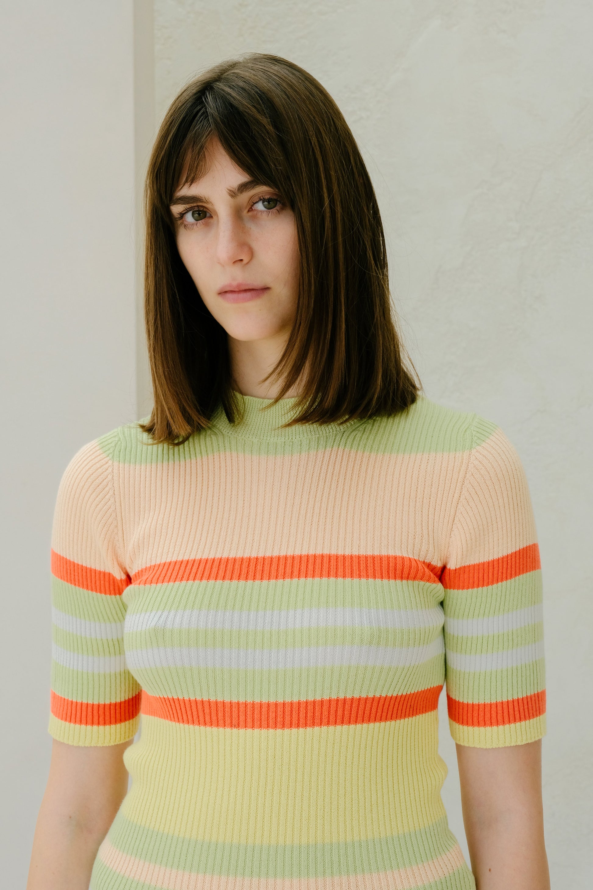 Pima Cotton Stripes Ribbed T-Shirt-0