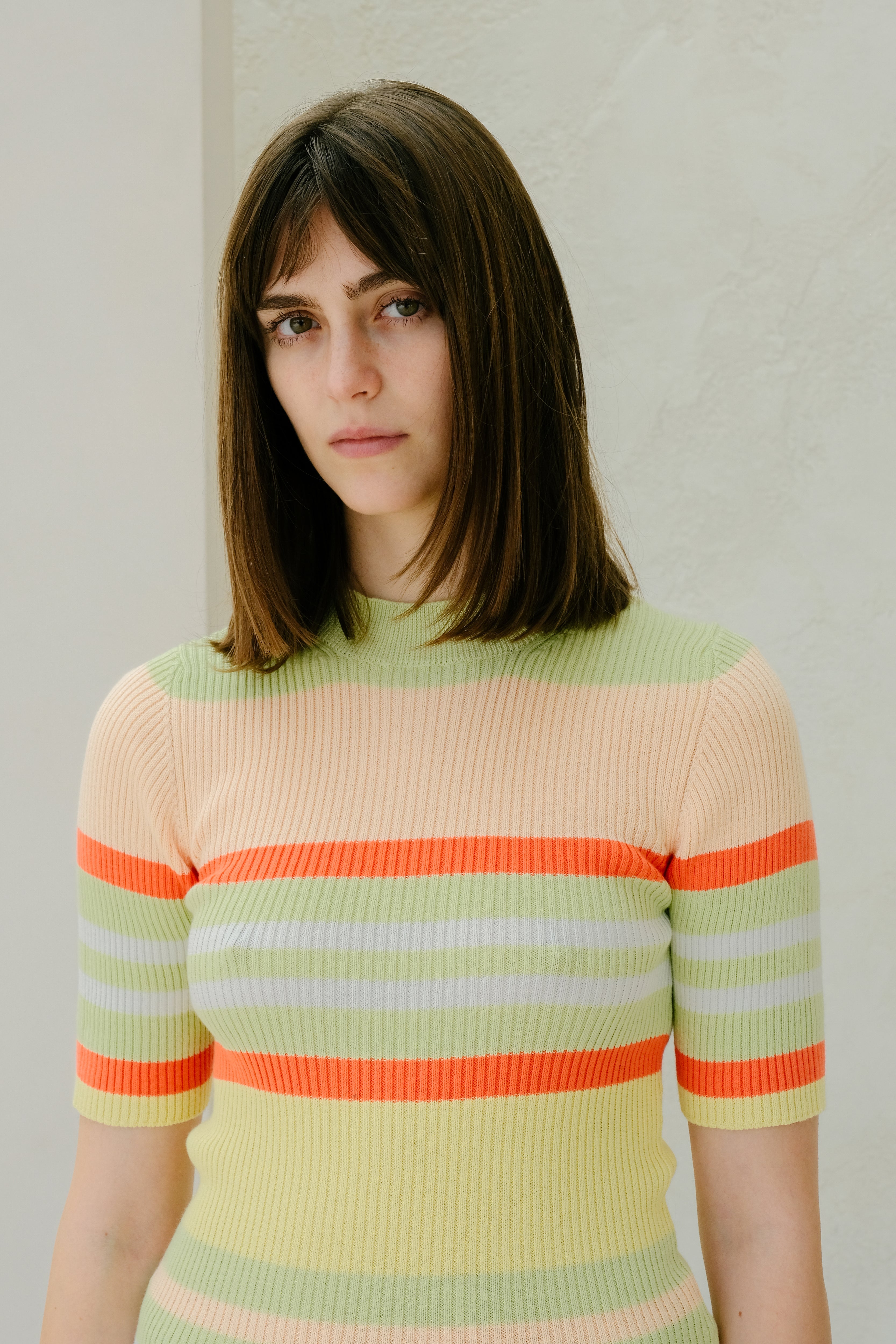 Pima Cotton Stripes Ribbed T-Shirt-0