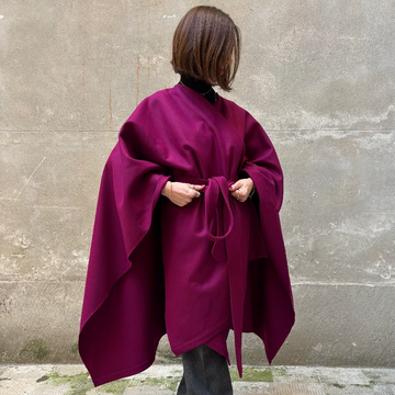 Burgundy recycled wool cape