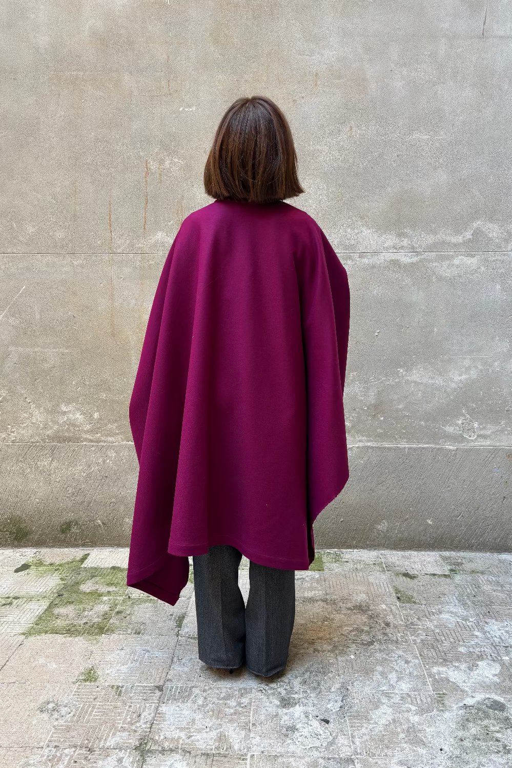 Burgundy recycled wool cape-1