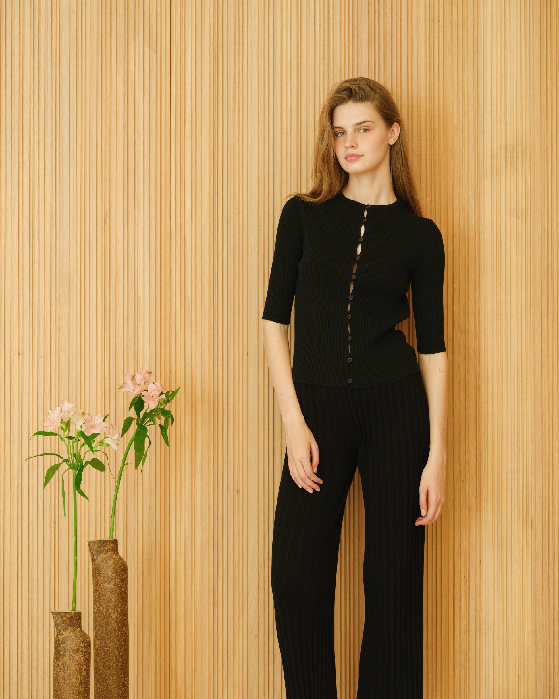 Fine Cotton Ribbed Cardigan-3