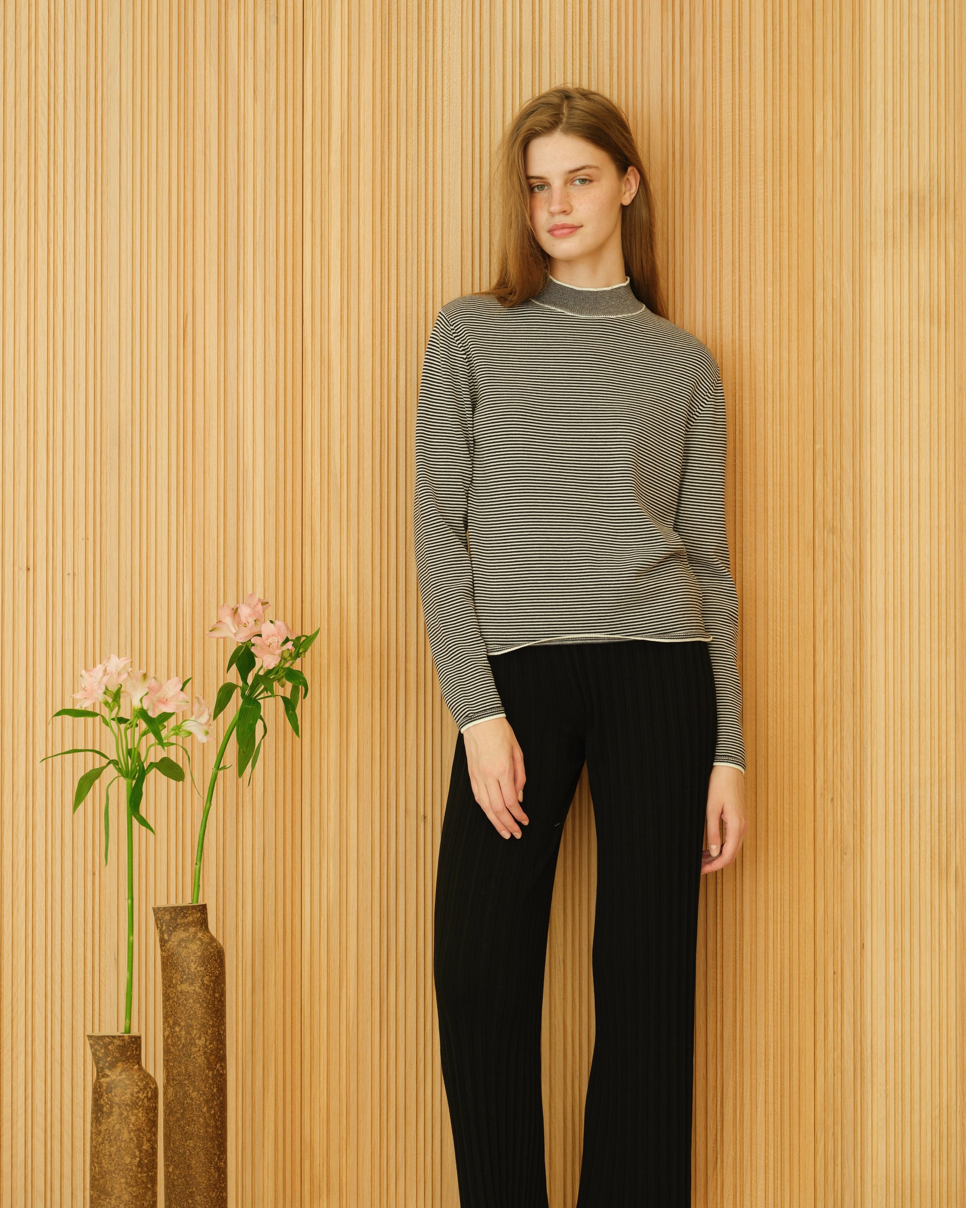 Pima Cotton Striped Crewneck-0