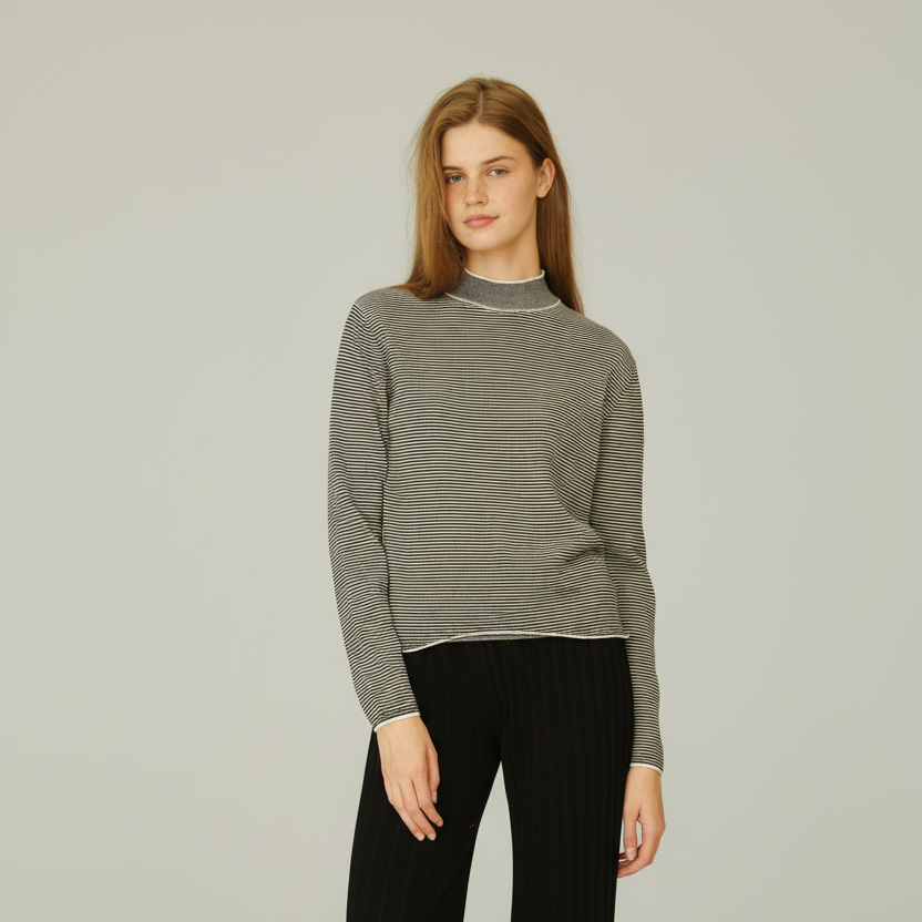 Pima Cotton Striped Crewneck