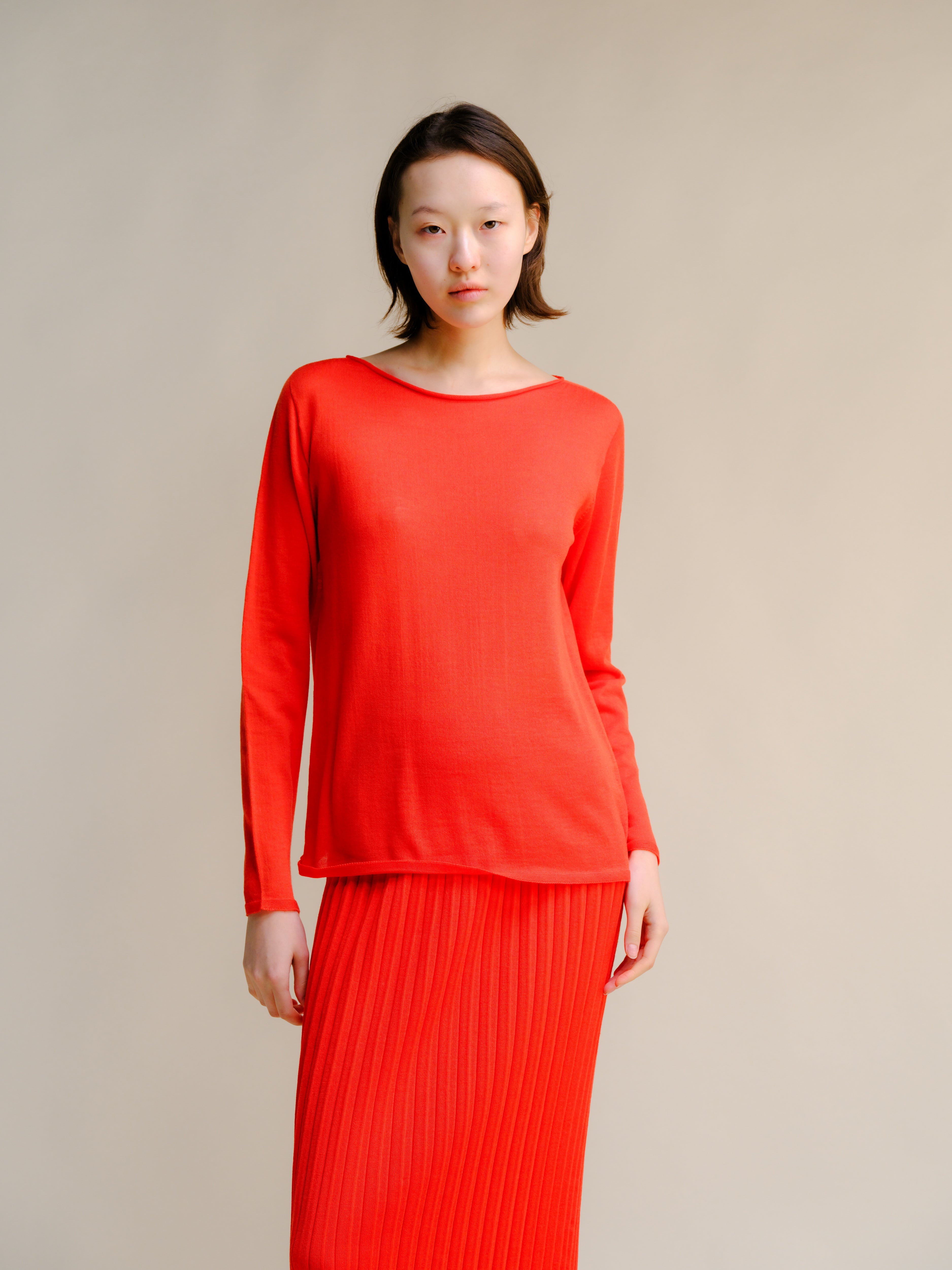 Extra Fine Merino Wool Boatneck Sweater (3D-Knit)-4