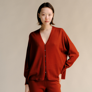 Extra Fine Merino Wool Oversized V-Neck Cardigan (3D-Knit)