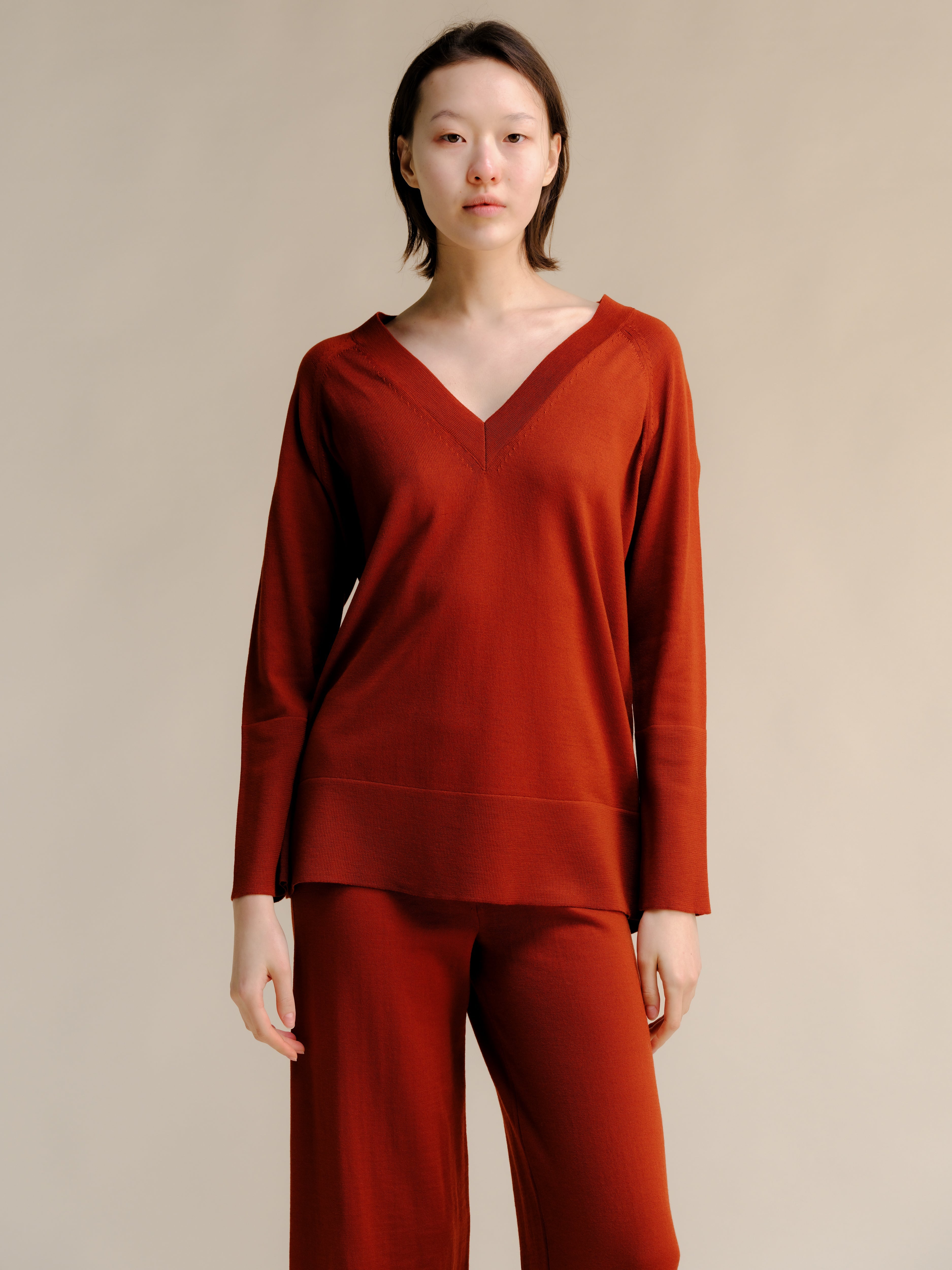 Extra Fine Merino V Neck Maxi Sweater-10
