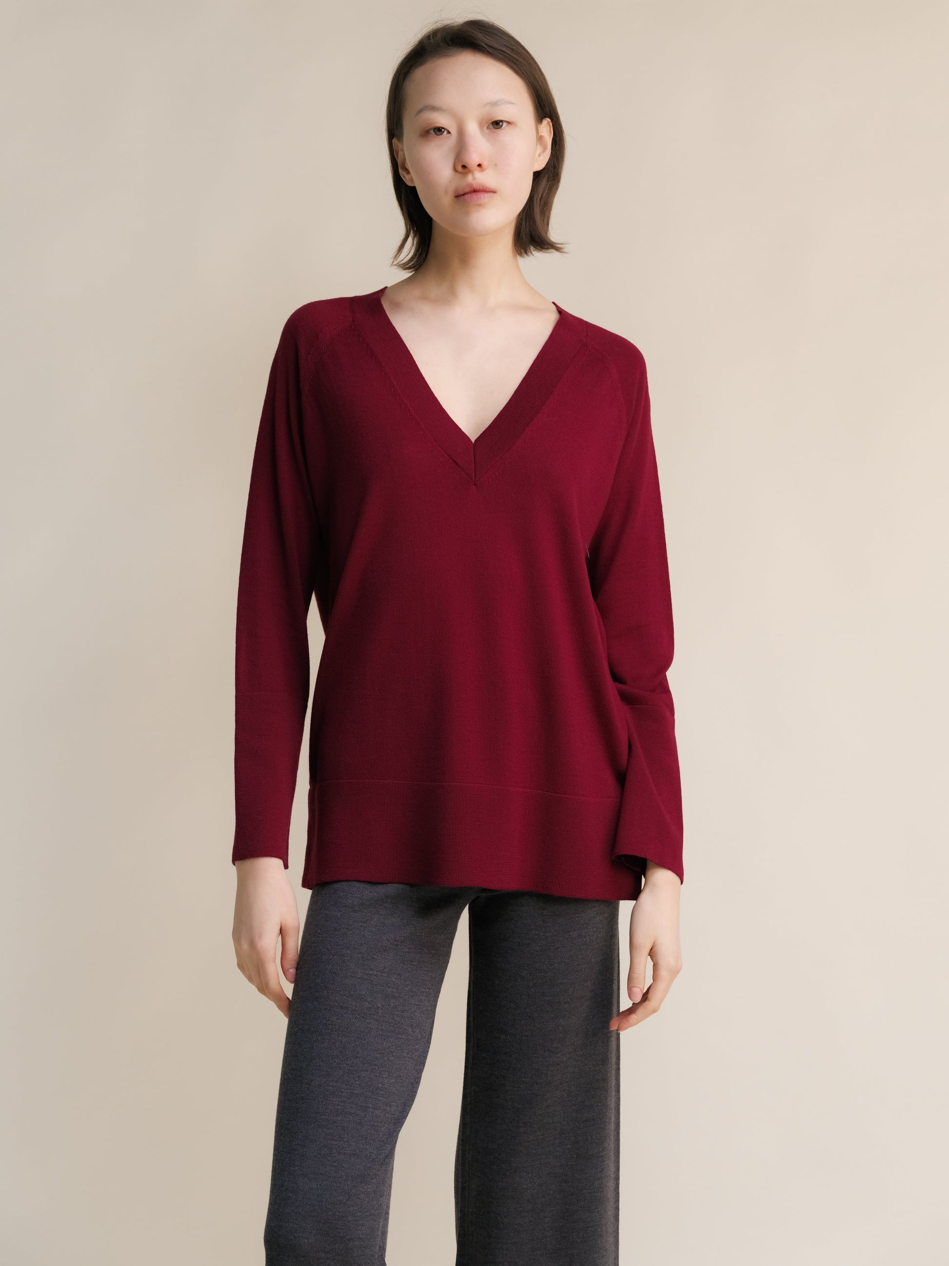 Extra Fine Merino V Neck Maxi Sweater-5