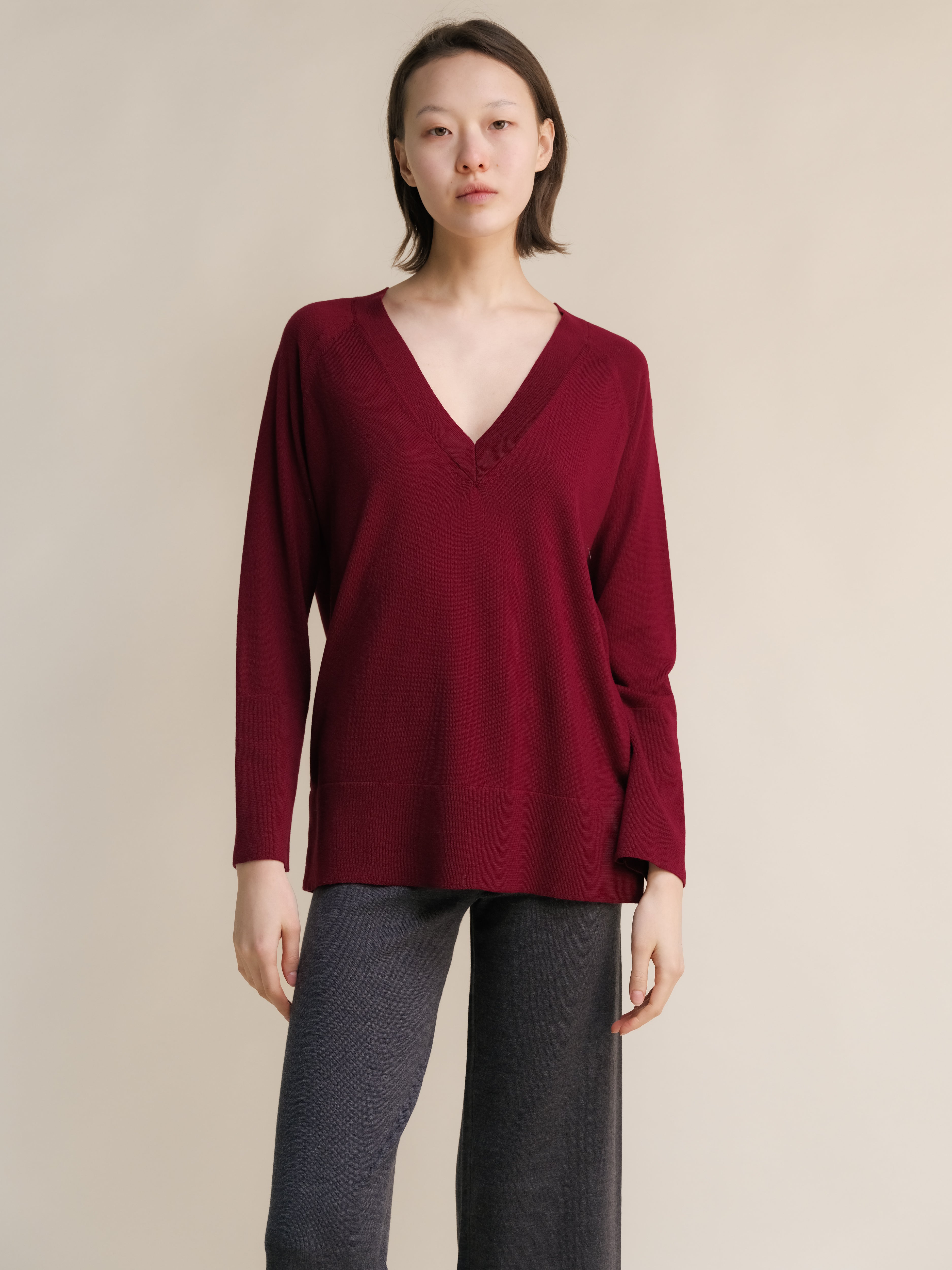 Extra Fine Merino V Neck Maxi Sweater-5