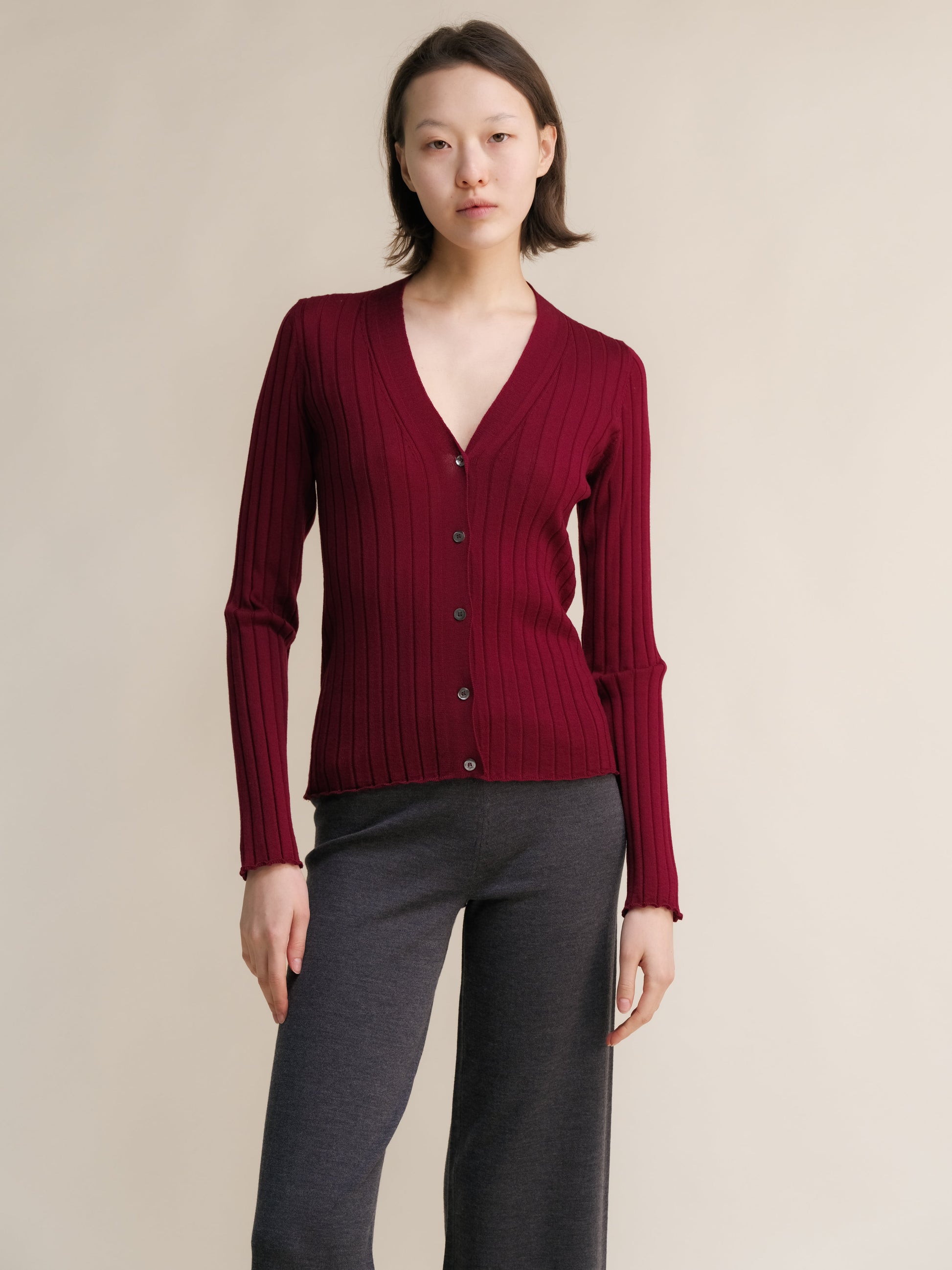 Extra Fine Merino Wool V Neck Cardigan-5