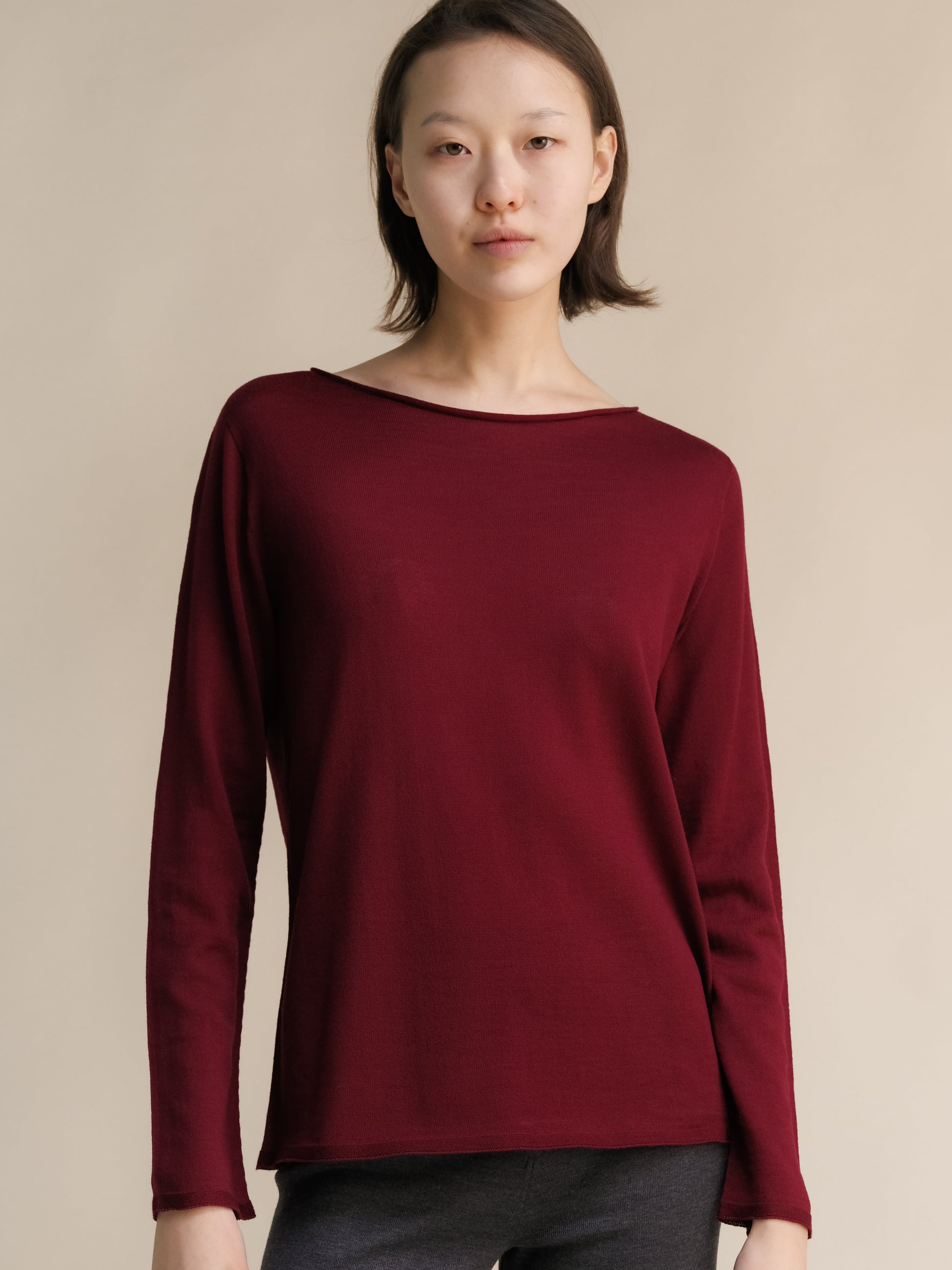Extra Fine Merino Wool Boatneck Sweater (3D-Knit)-9
