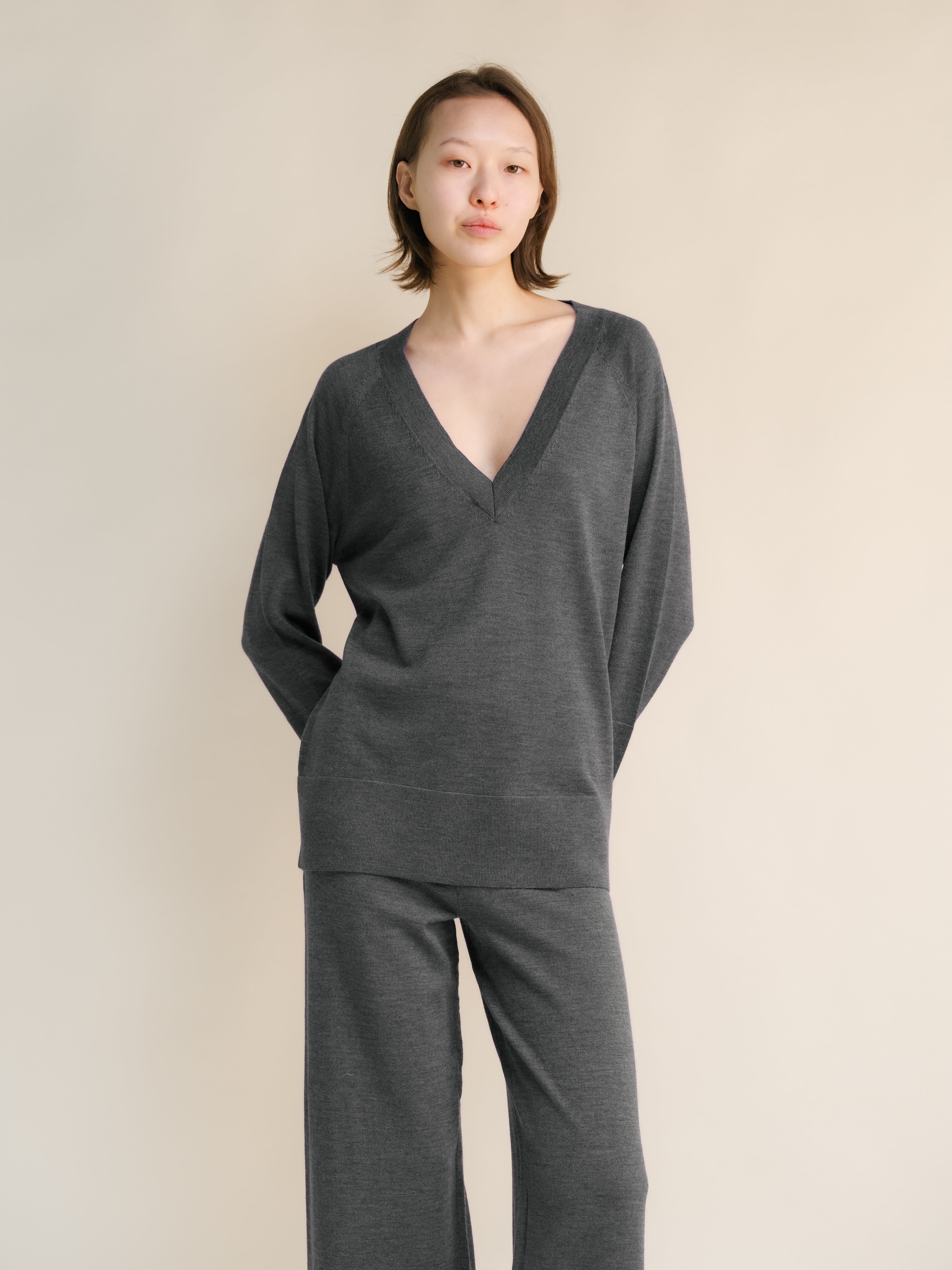 Extra Fine Merino V Neck Maxi Sweater-12