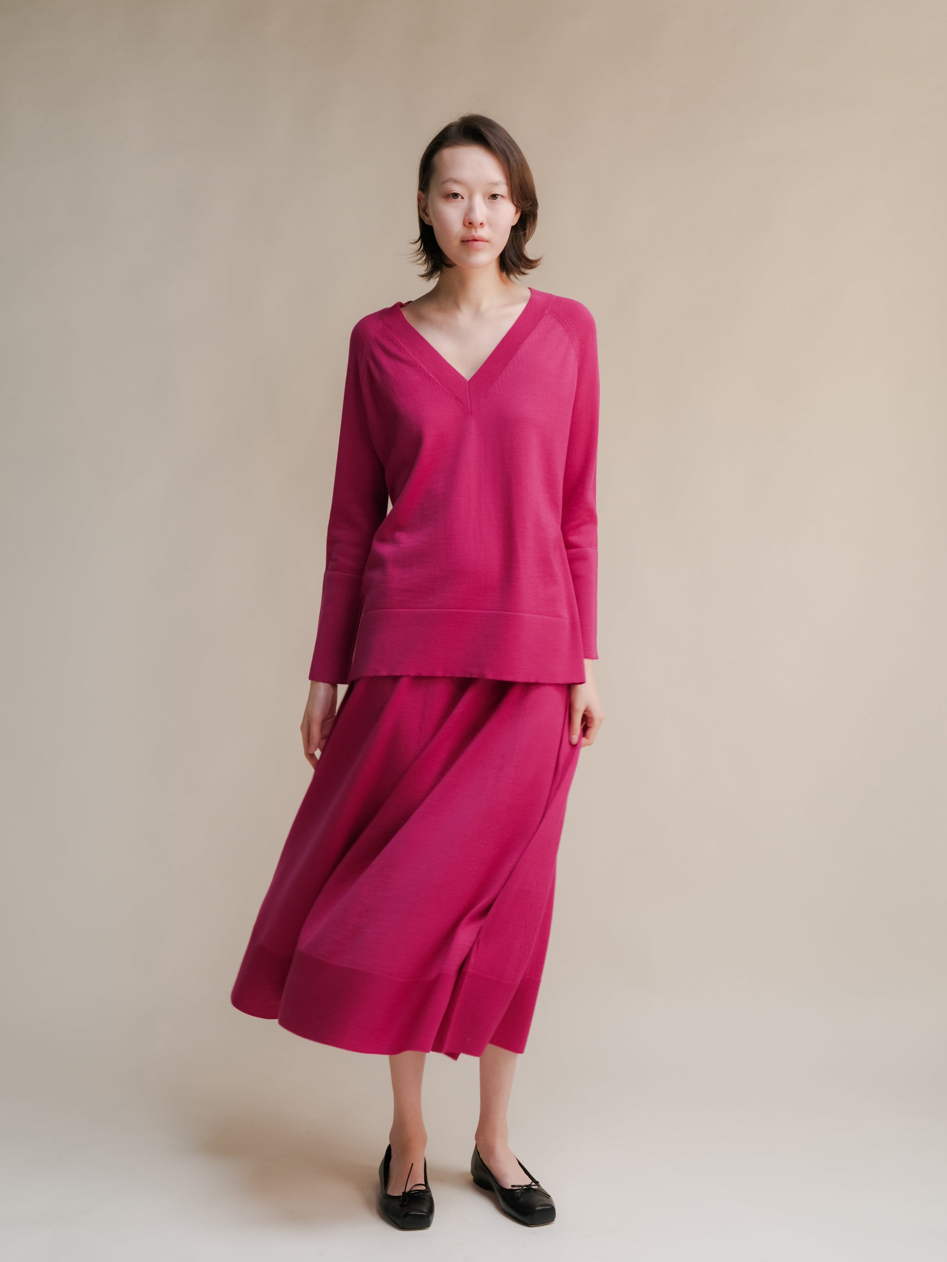 Extra Fine Merino V Neck Maxi Sweater-6