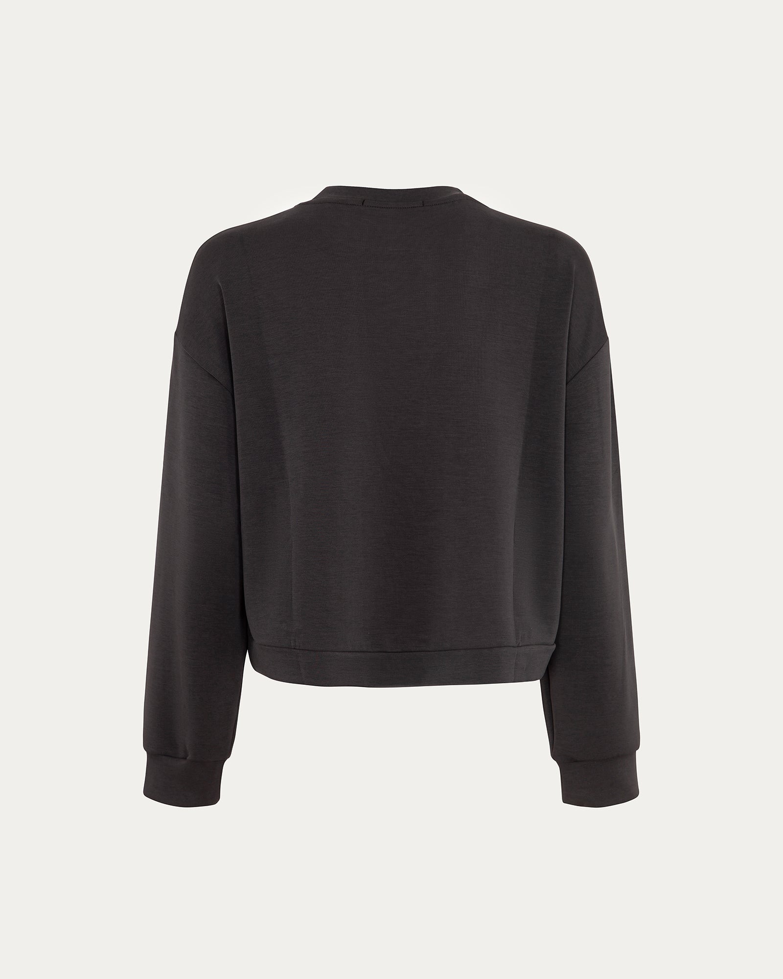 Black Cropped Crewneck Sweatshirt