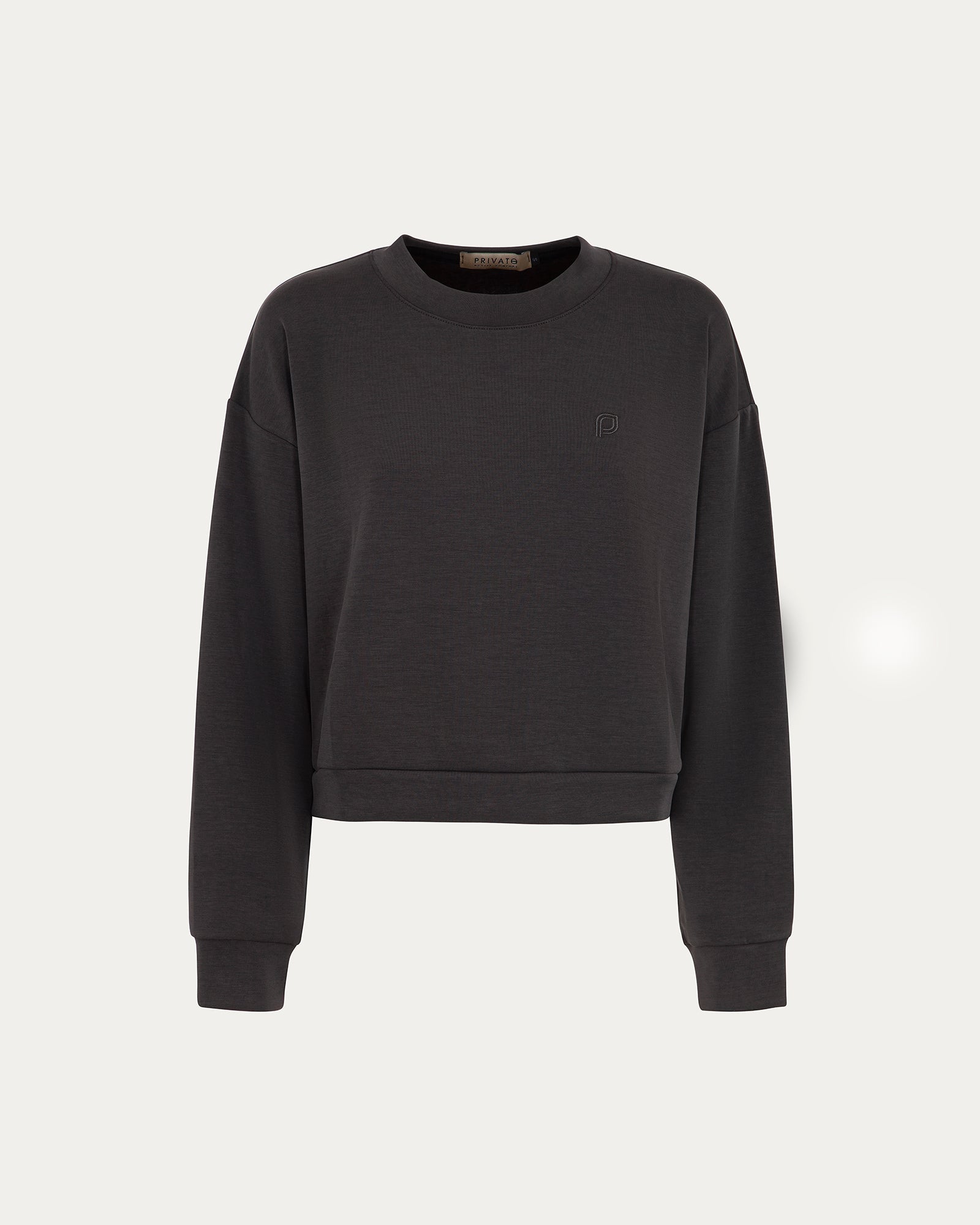 Black Cropped Crewneck Sweatshirt