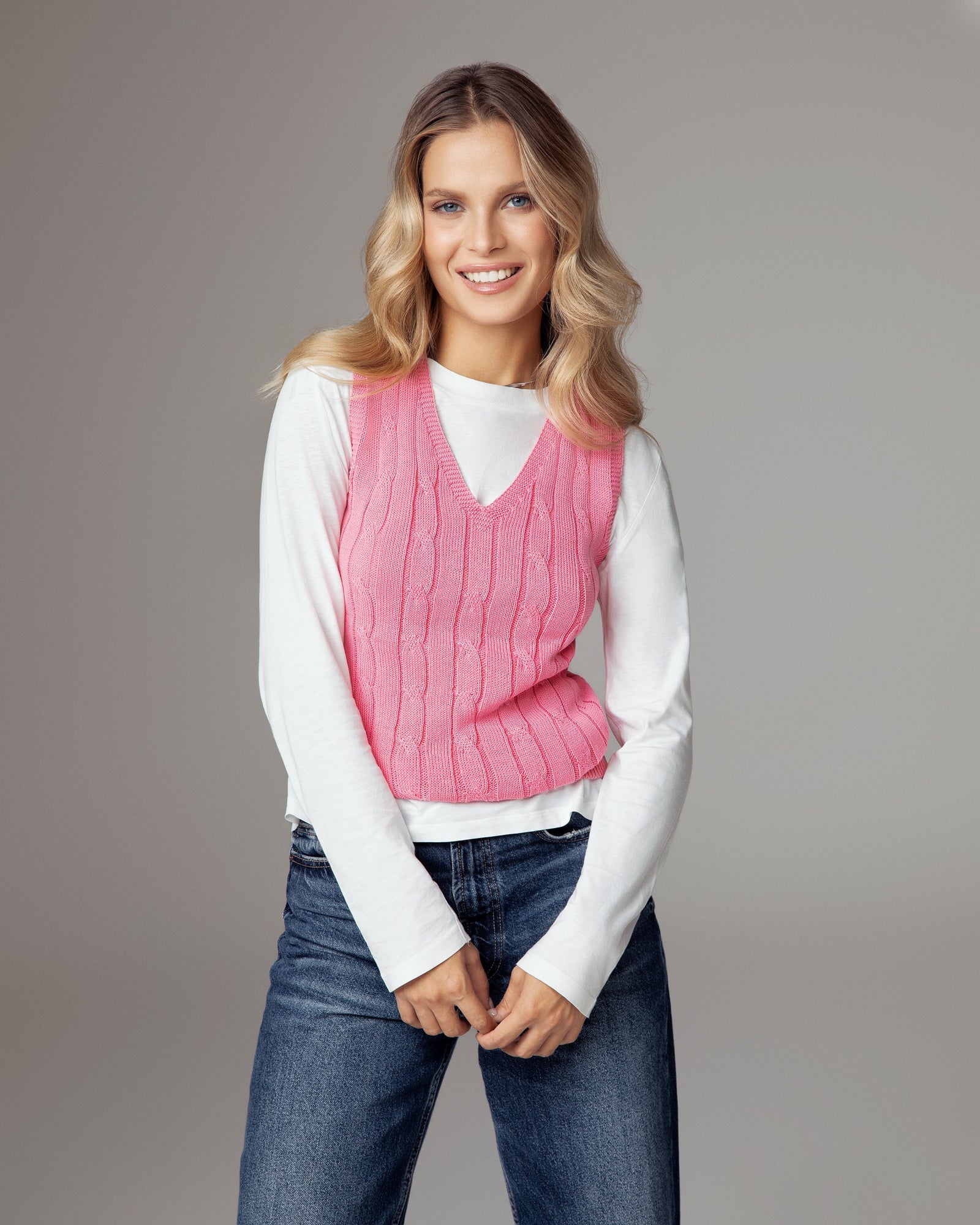 Pink organic cotton vest
