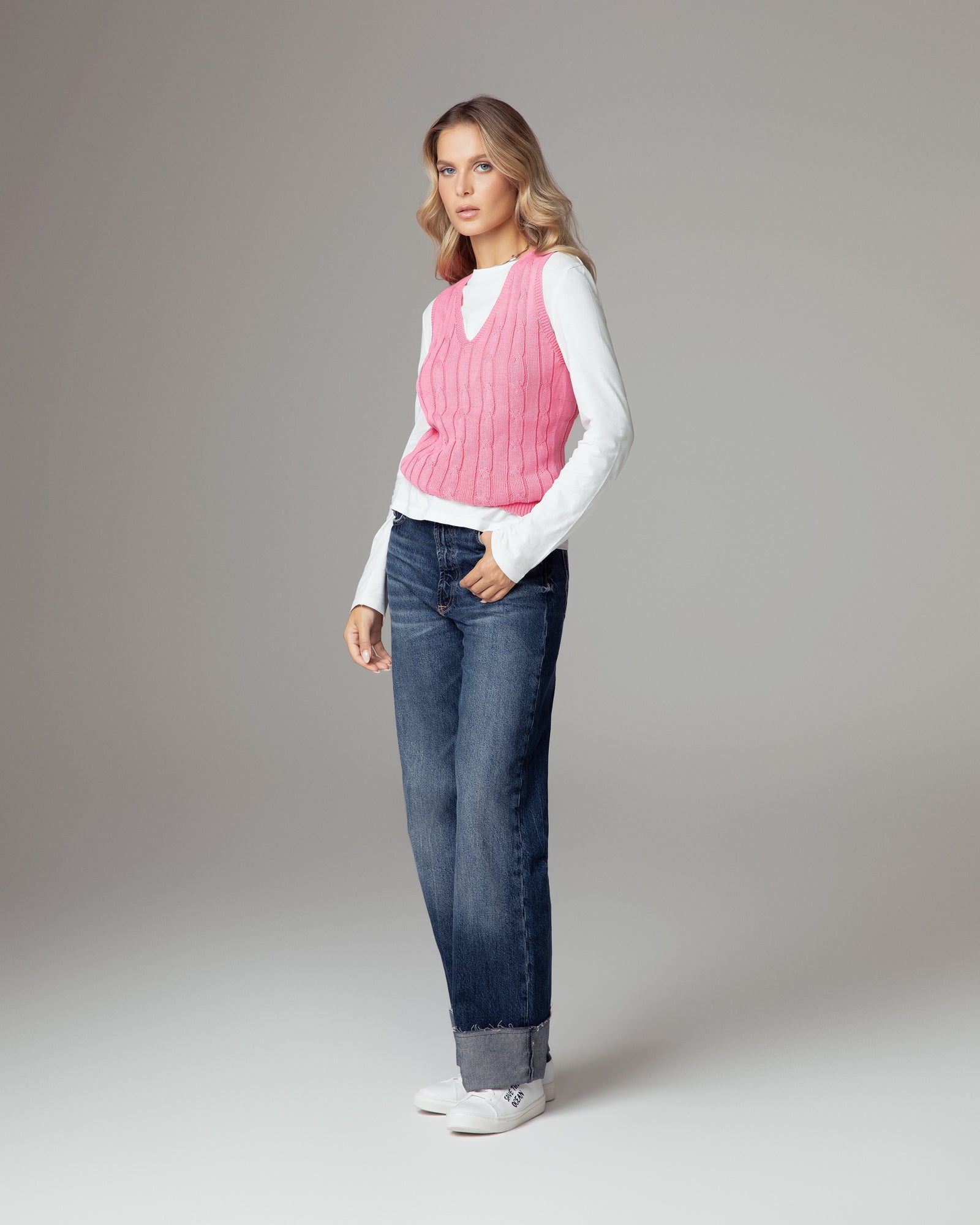 Pink organic cotton vest