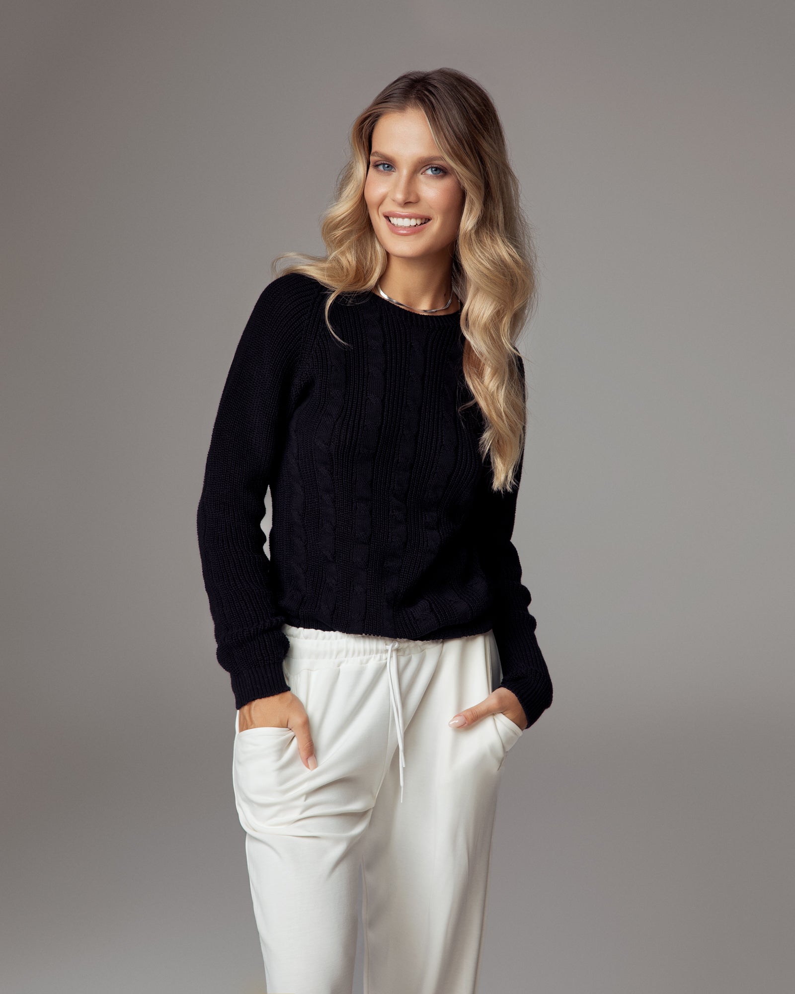 Black Organic Cotton Crewneck Sweater