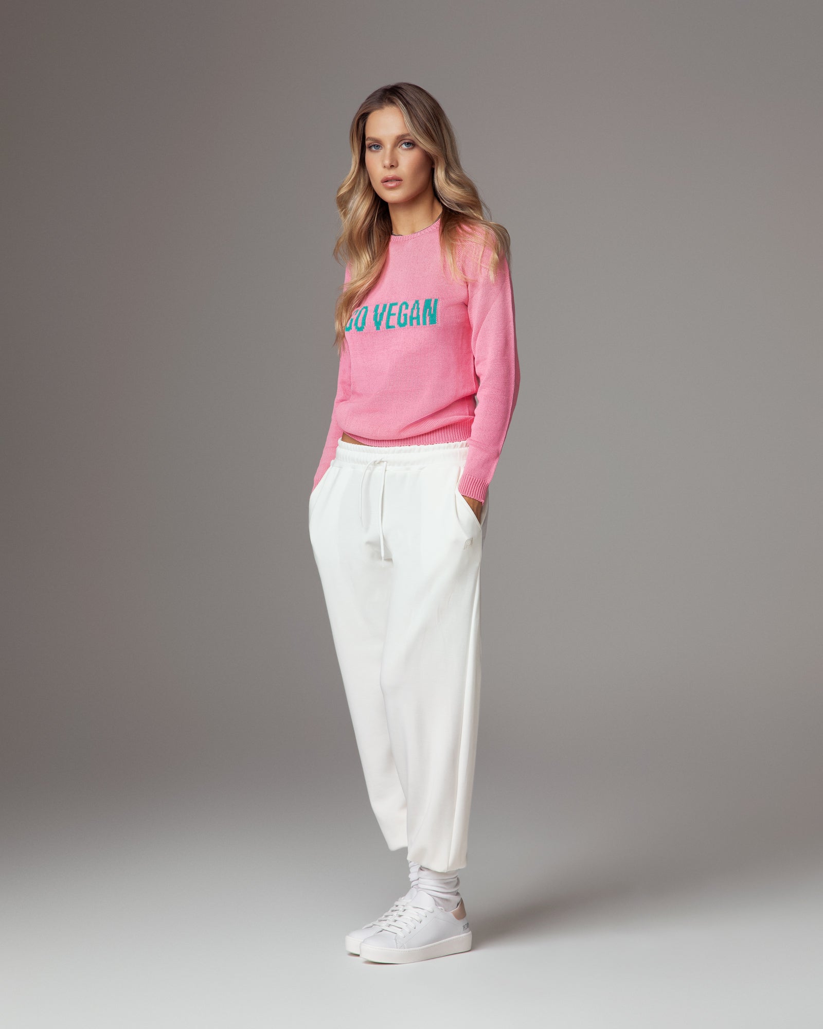 GO VEGAN Pink Sweater – Organic Cotton