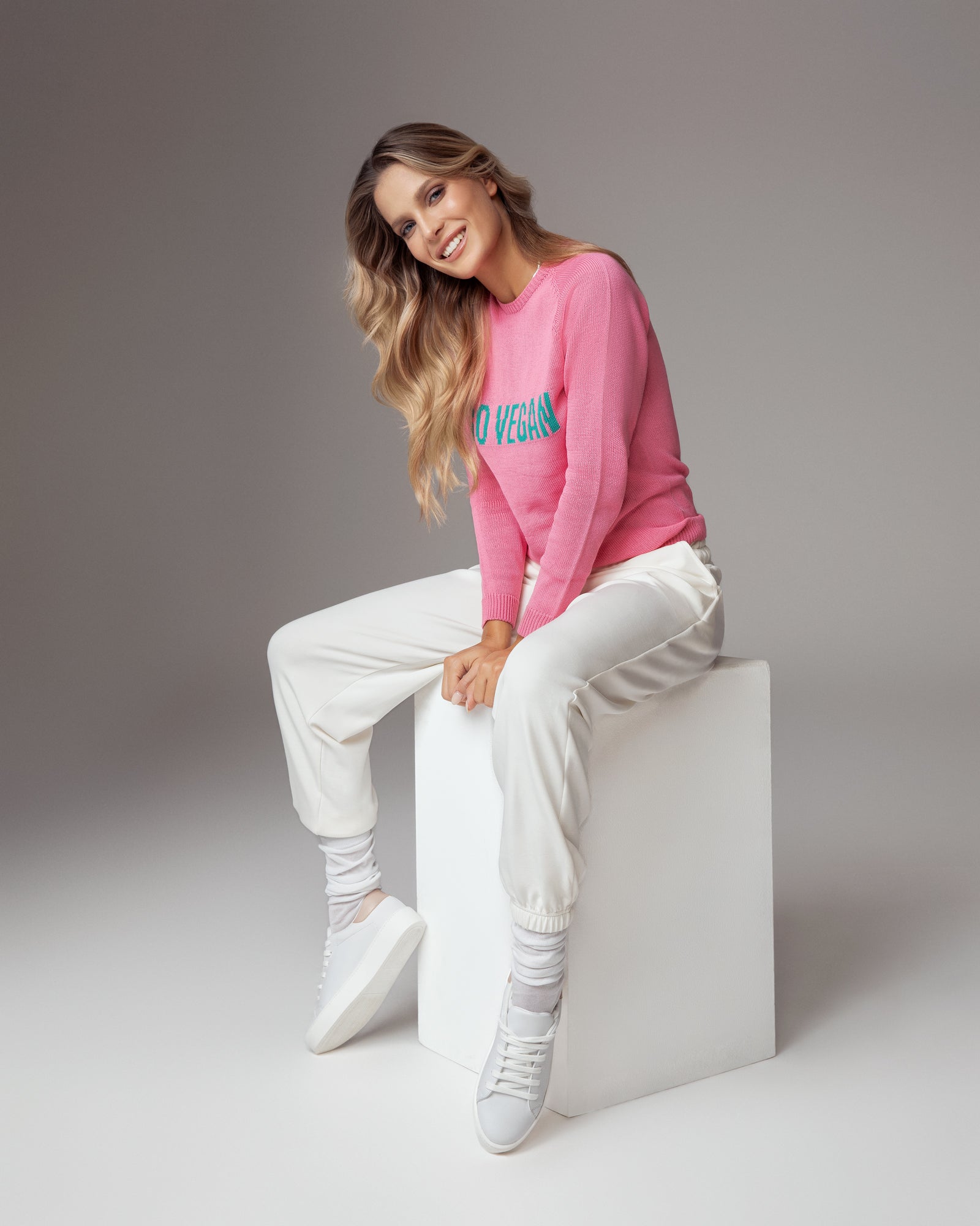 GO VEGAN Pink Sweater – Organic Cotton