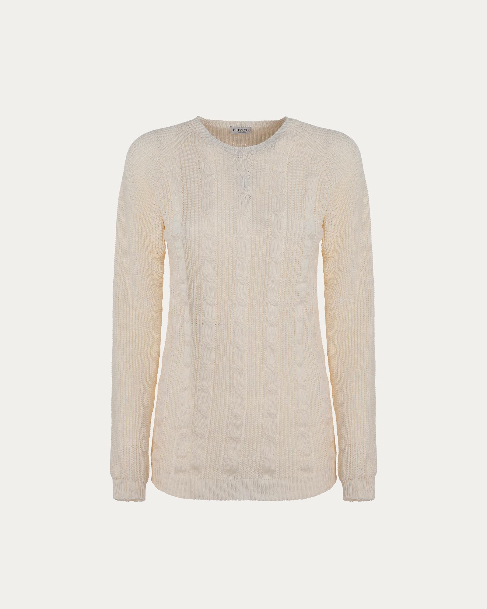Cream Organic Cotton Crewneck Sweater