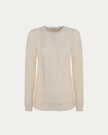 Cream Organic Cotton Crewneck Sweater