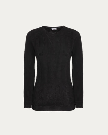 Black Organic Cotton Crewneck Sweater