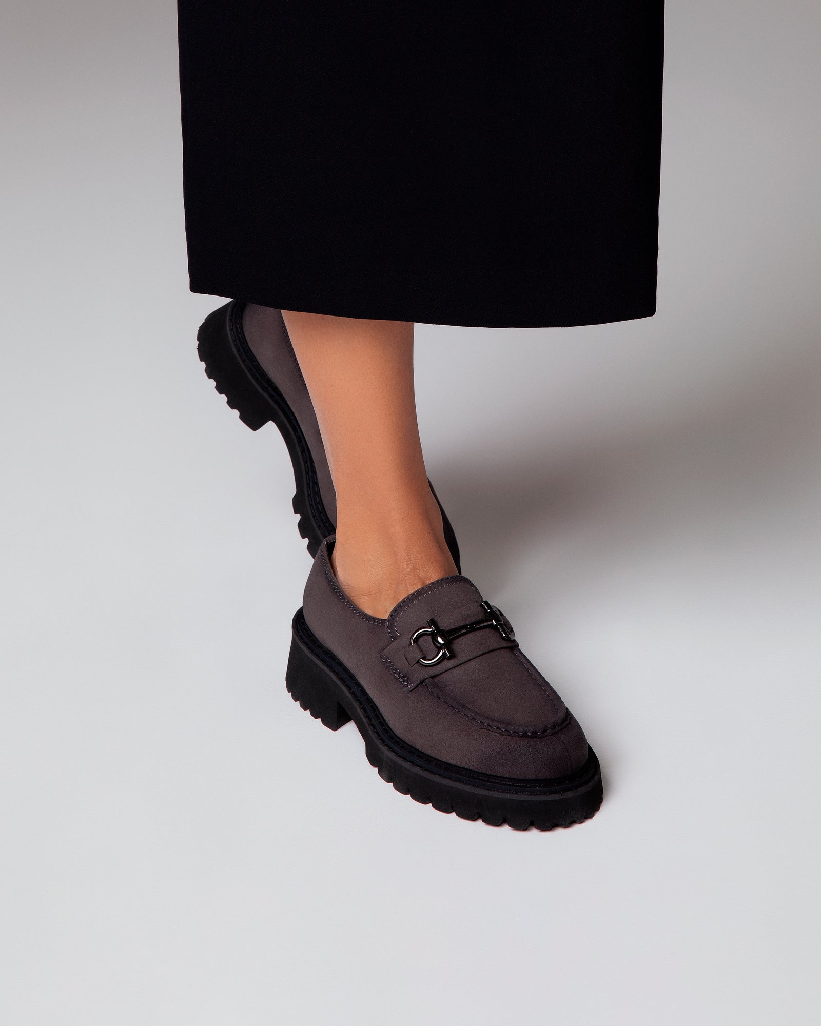Elsa dark grey moccasins, vegan eco-friendly