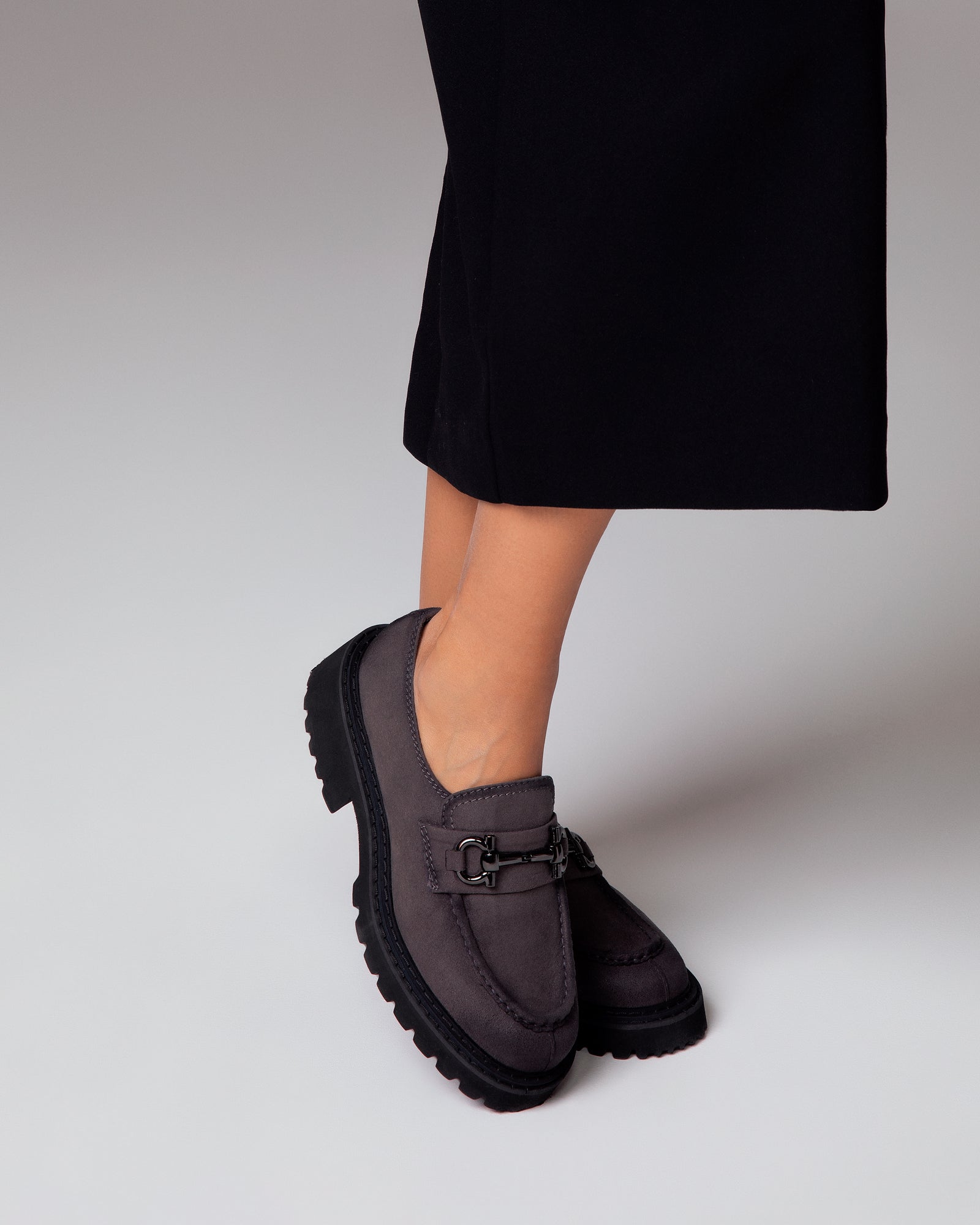 Elsa dark grey moccasins, vegan eco-friendly