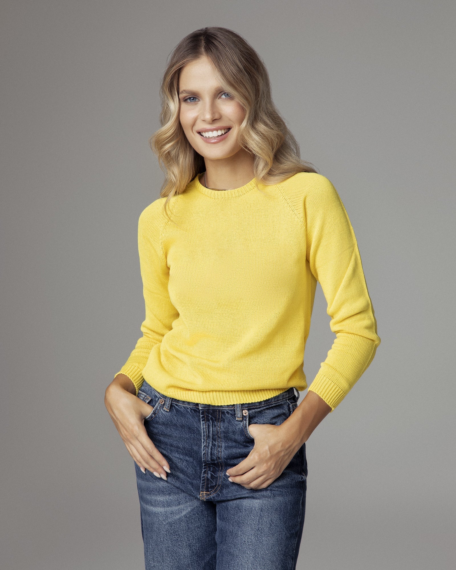 Yellow Organic Cotton Crewneck Sweater