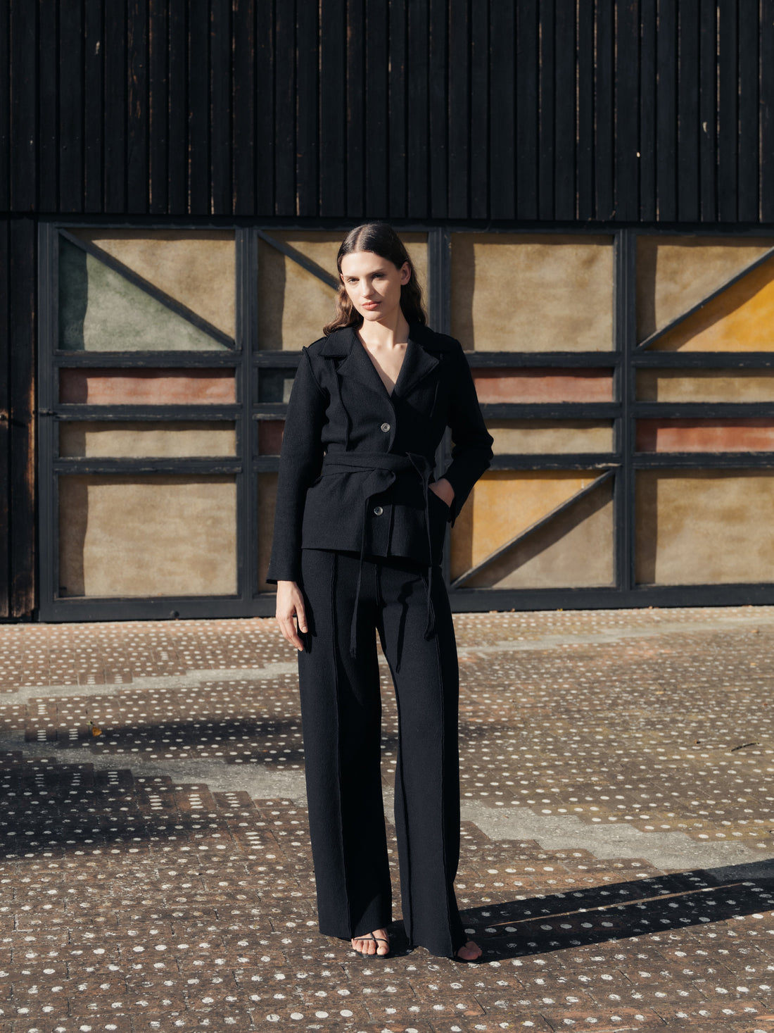 Boiled Wool Bootcut Trousers-3