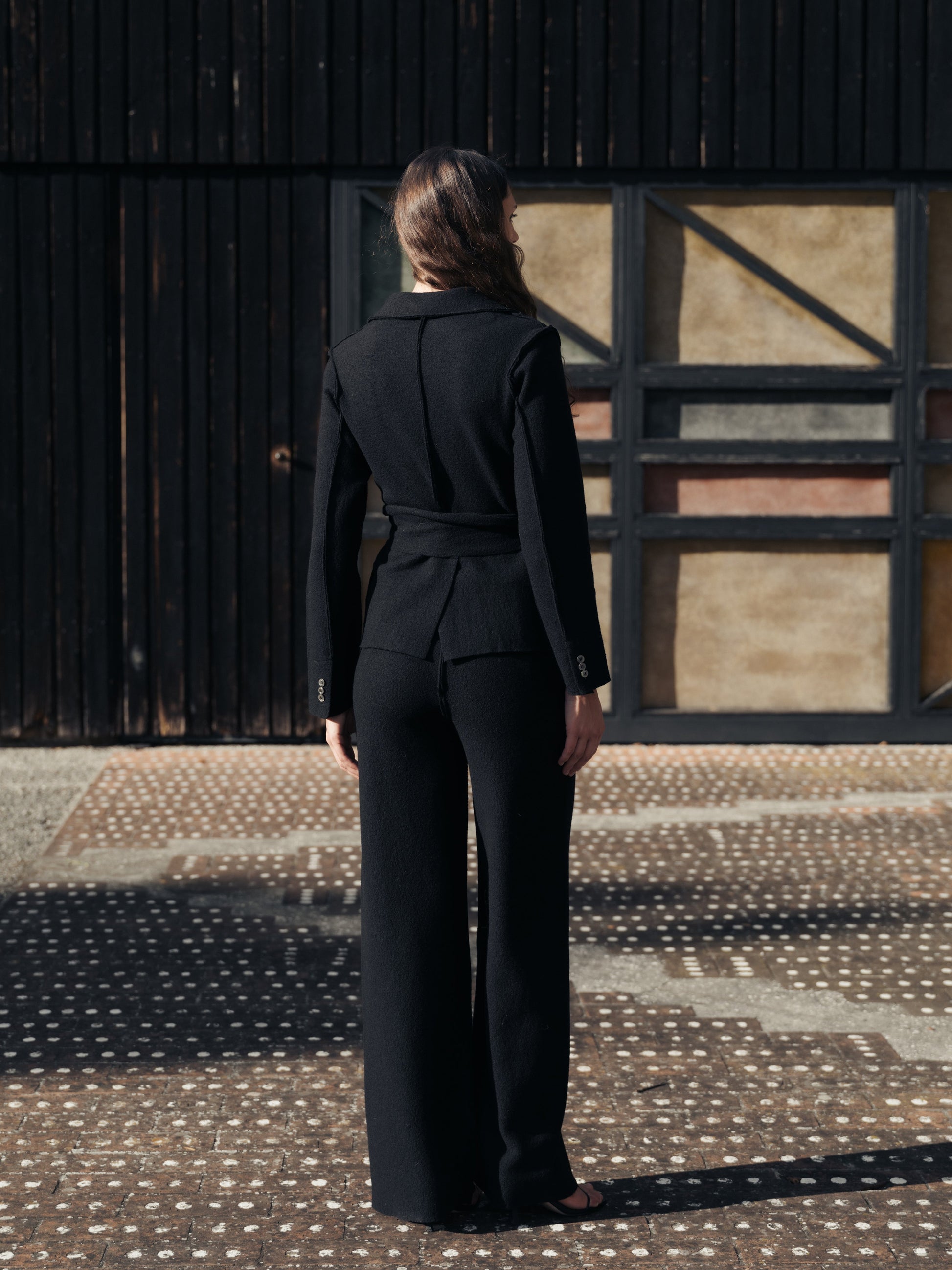 Boiled Wool Bootcut Trousers-2