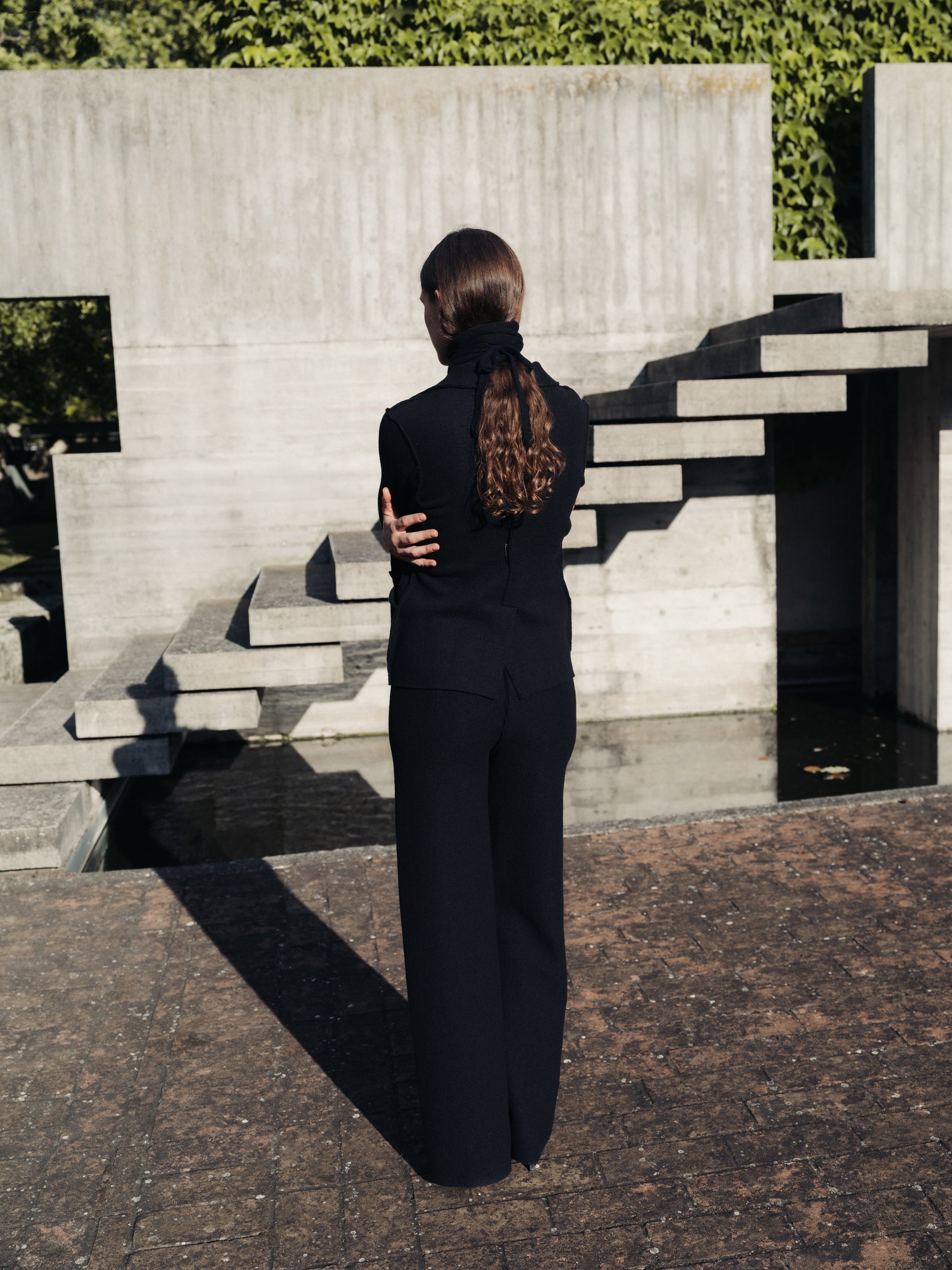 Boiled Wool Bootcut Trousers-4